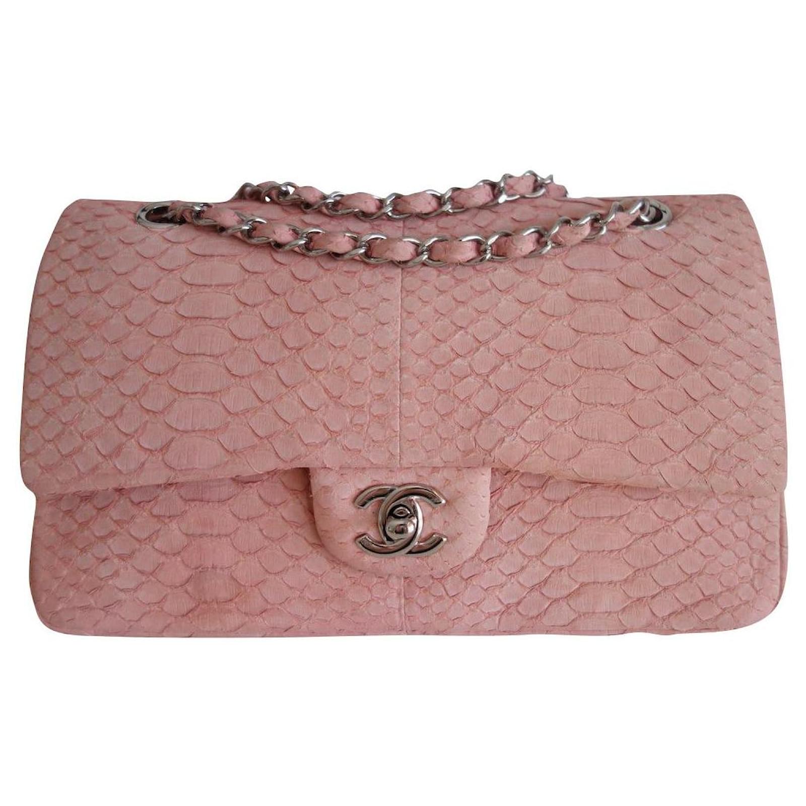 Chanel Pink Python Rectangular Mini Classic Flap Bag