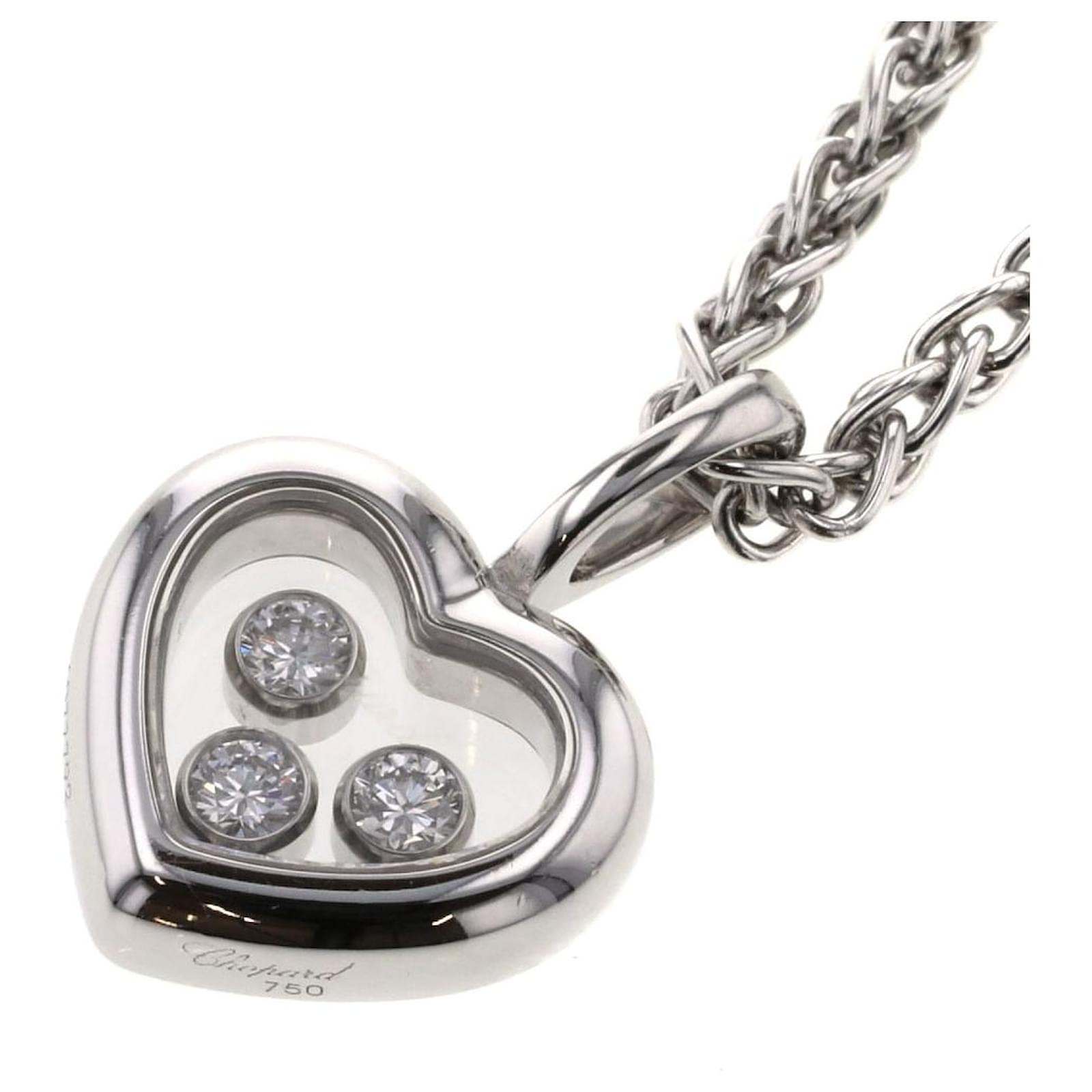 Chopard Happy Diamonds 18K White Gold Heart Pendant Necklace, Women's, Necklaces Diamond Necklaces