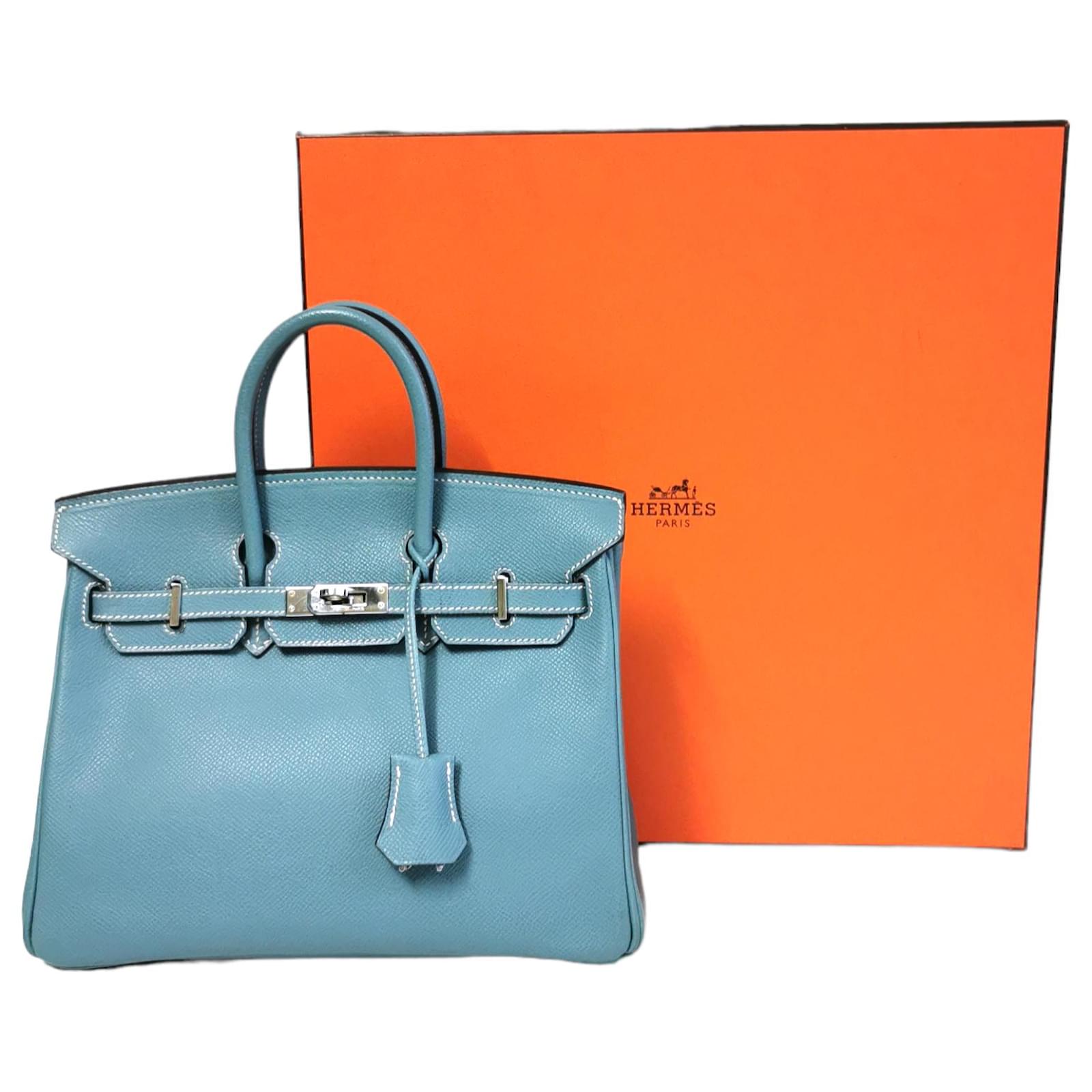 Hermes Birkin bag 25 Blue jean Epsom leather Silver hardware