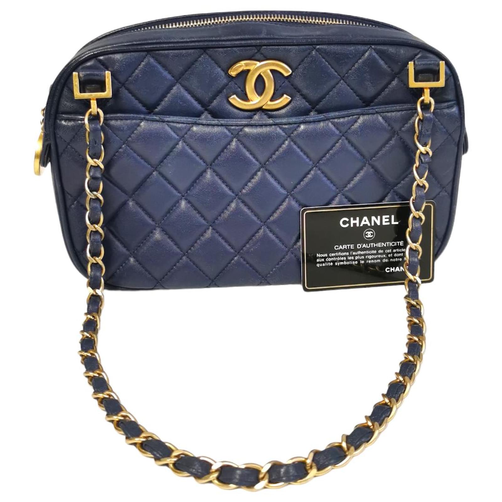 Chanel Camera Bag Small Marineblaues Lammleder Gold ref.803030 Joli Closet