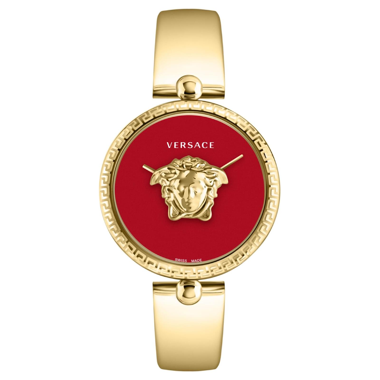 Versace Palazzo Empire Bracelet Watch Golden Metallic Leather ref