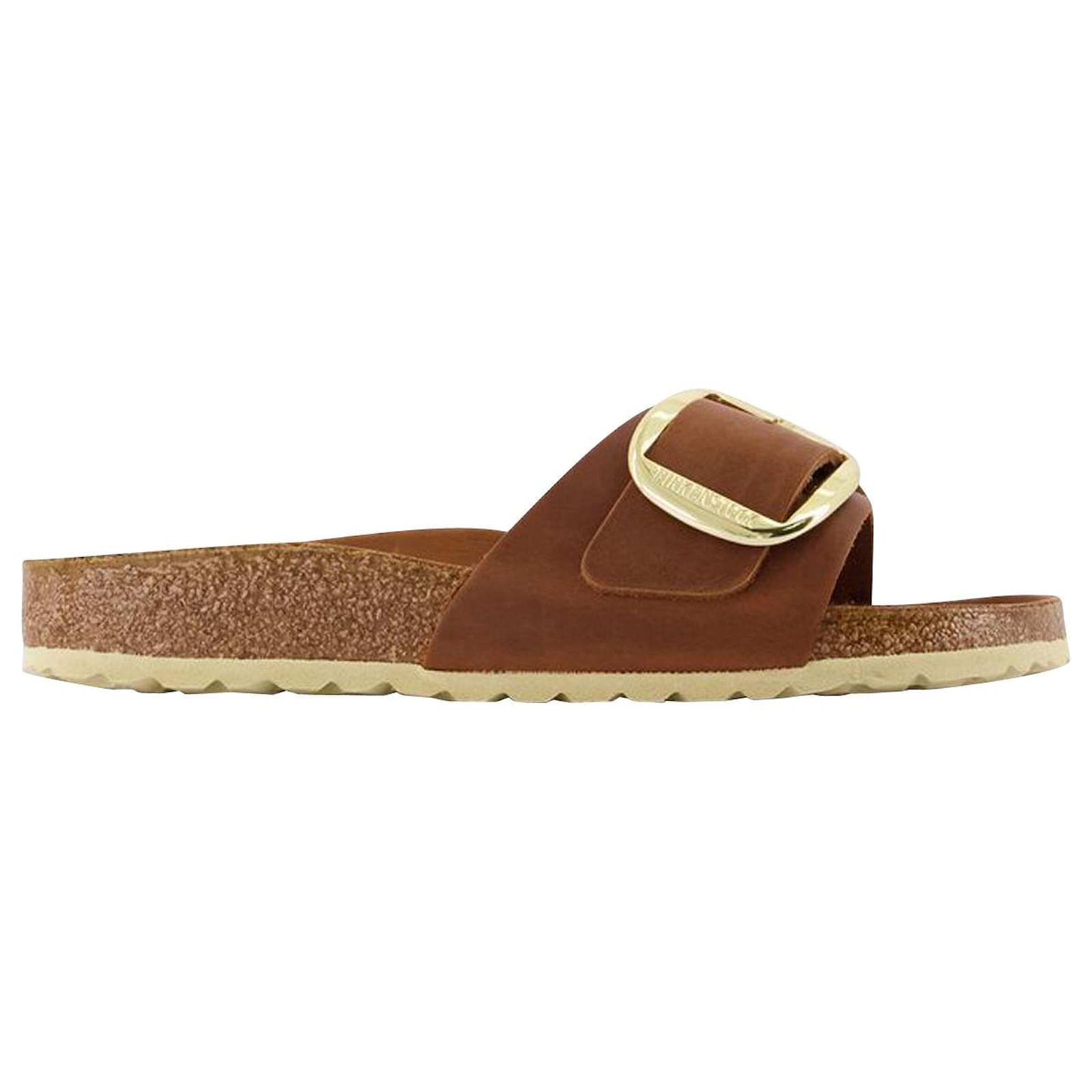 Madrid Big Buckle Leoi Mule - Birkenstock - Cognac - Leather Brown ref ...