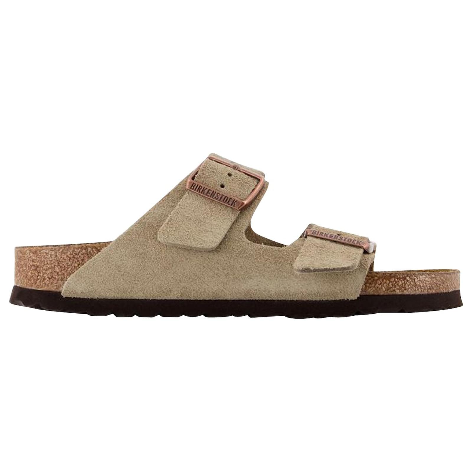 Mule Arizona Sfb Birkenstock Daim Taupe Cuir Beige ref.803521 Joli Closet