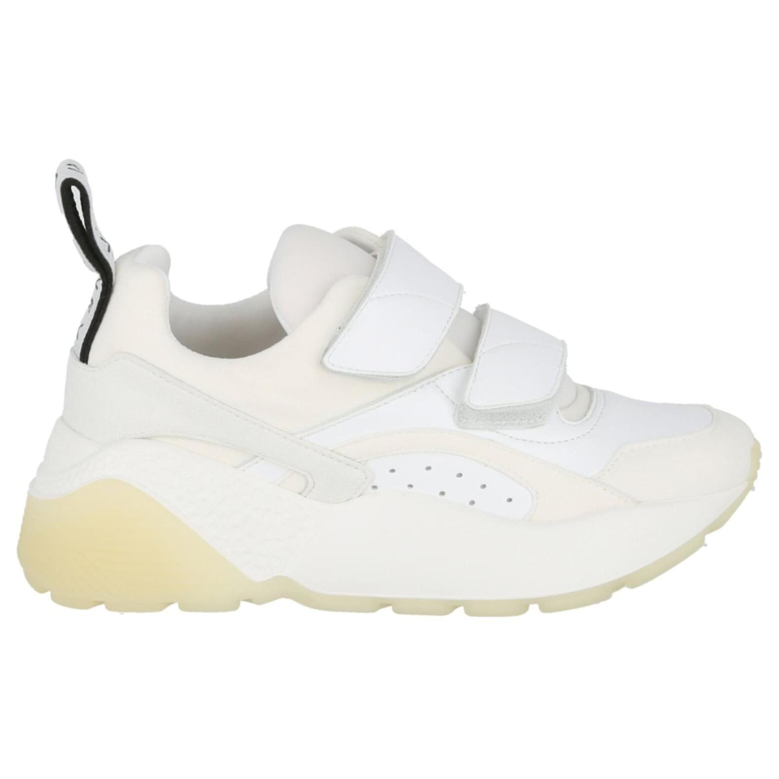 Hook And Loop Flatform Trainers, WHITE