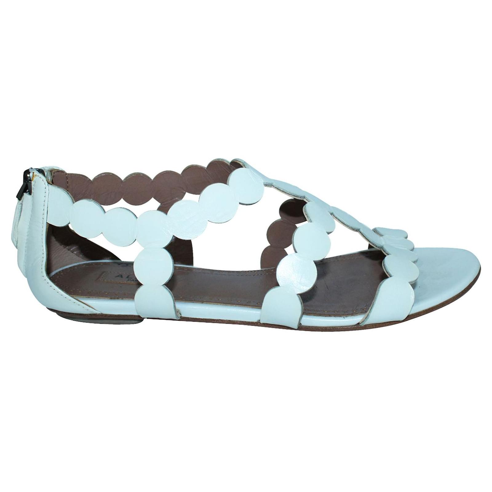 Alaïa White Flat Sandals Leather ref.804543 - Joli Closet