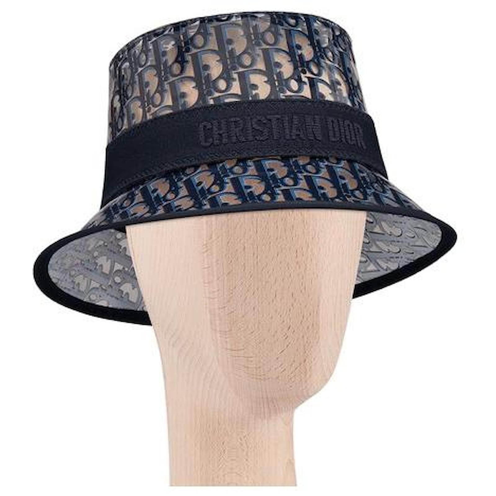 Christian Dior Oblique Hat Blue Transparent PVC Plastic ref.804948