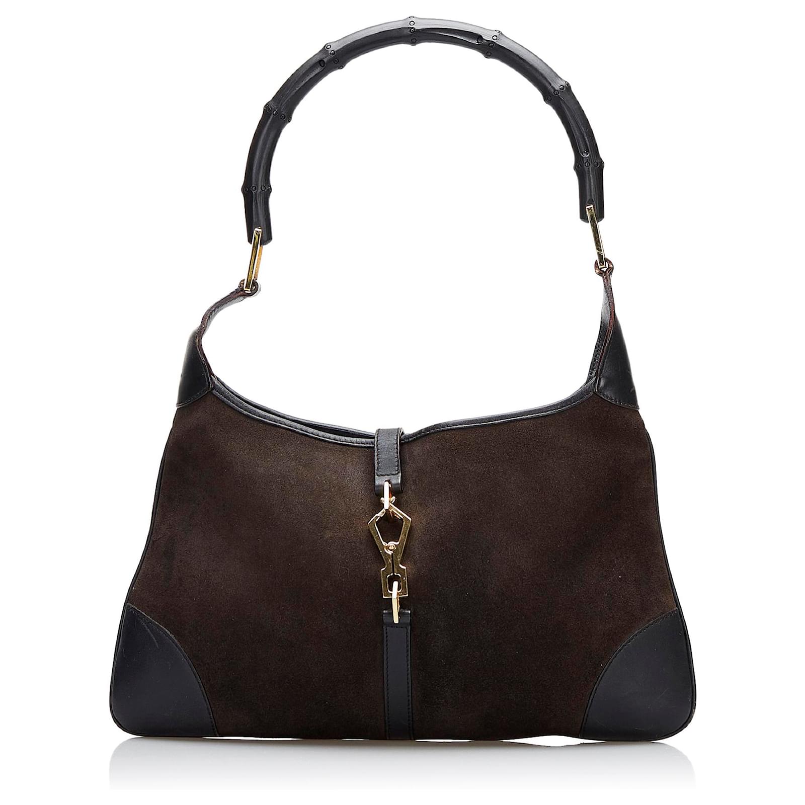 GUCCI 25S JACKIE GIORNO 44 CM IN DARK CHOCOLATE BROWN SUEDE