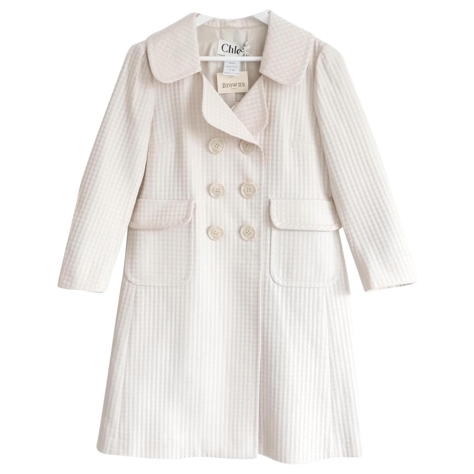 Chloé Spring 2007 Cream Polka Dot Jacquard Coat Silk Wool