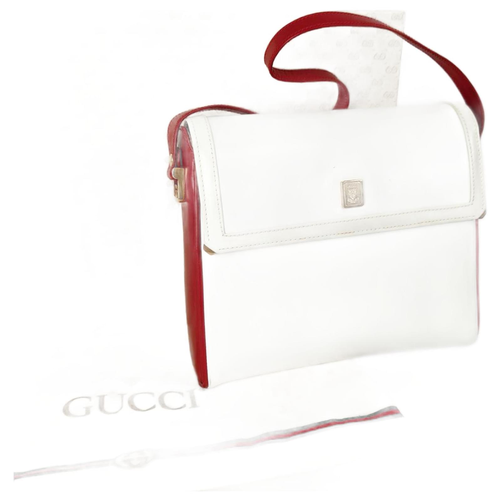 Gucci Vintage - Leather Swing Tote Bag - White - Leather Handbag