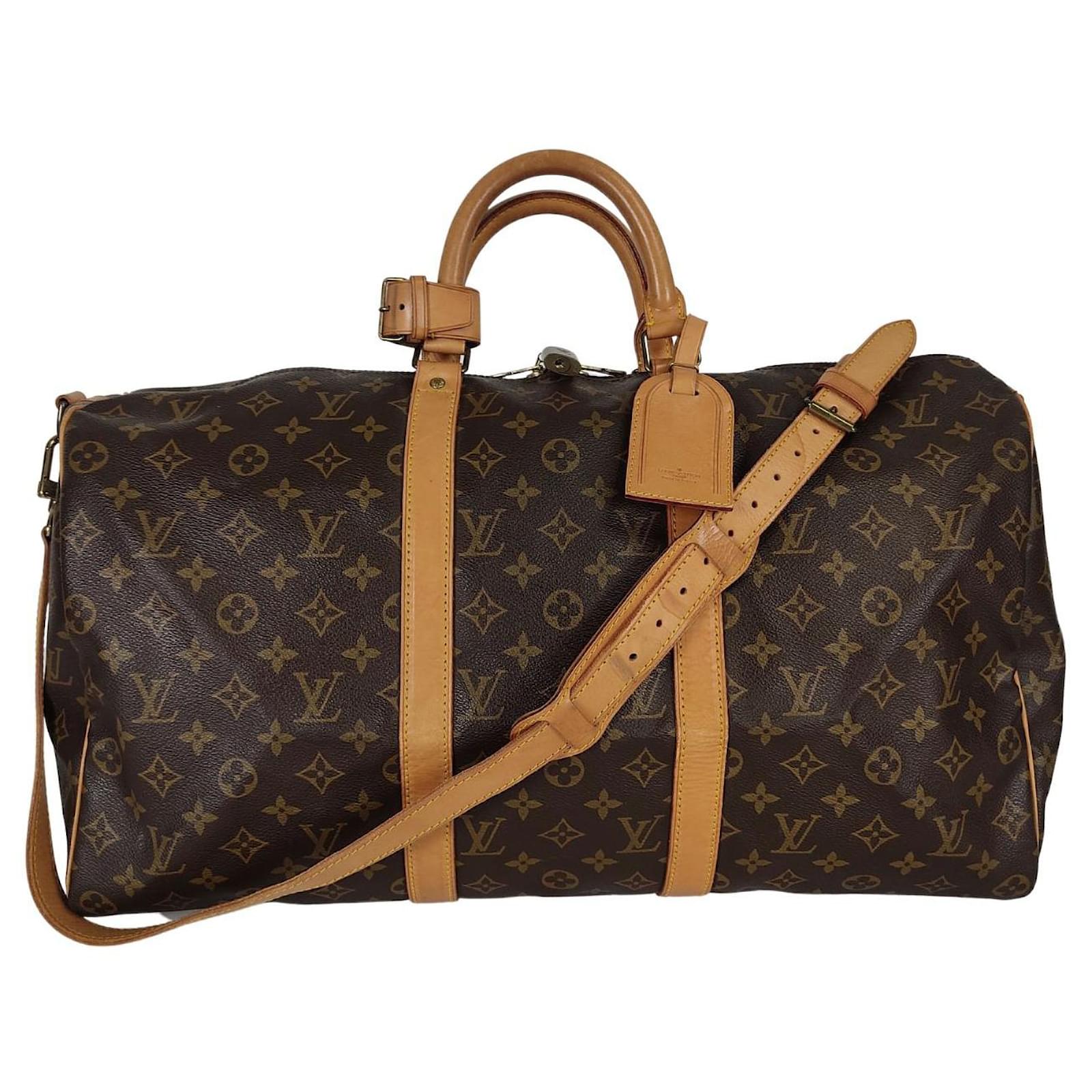 Louis Vuitton borsa da viaggio con tracolla Keepall 50 Monogramma Brown  Cloth ref.805978 - Joli Closet