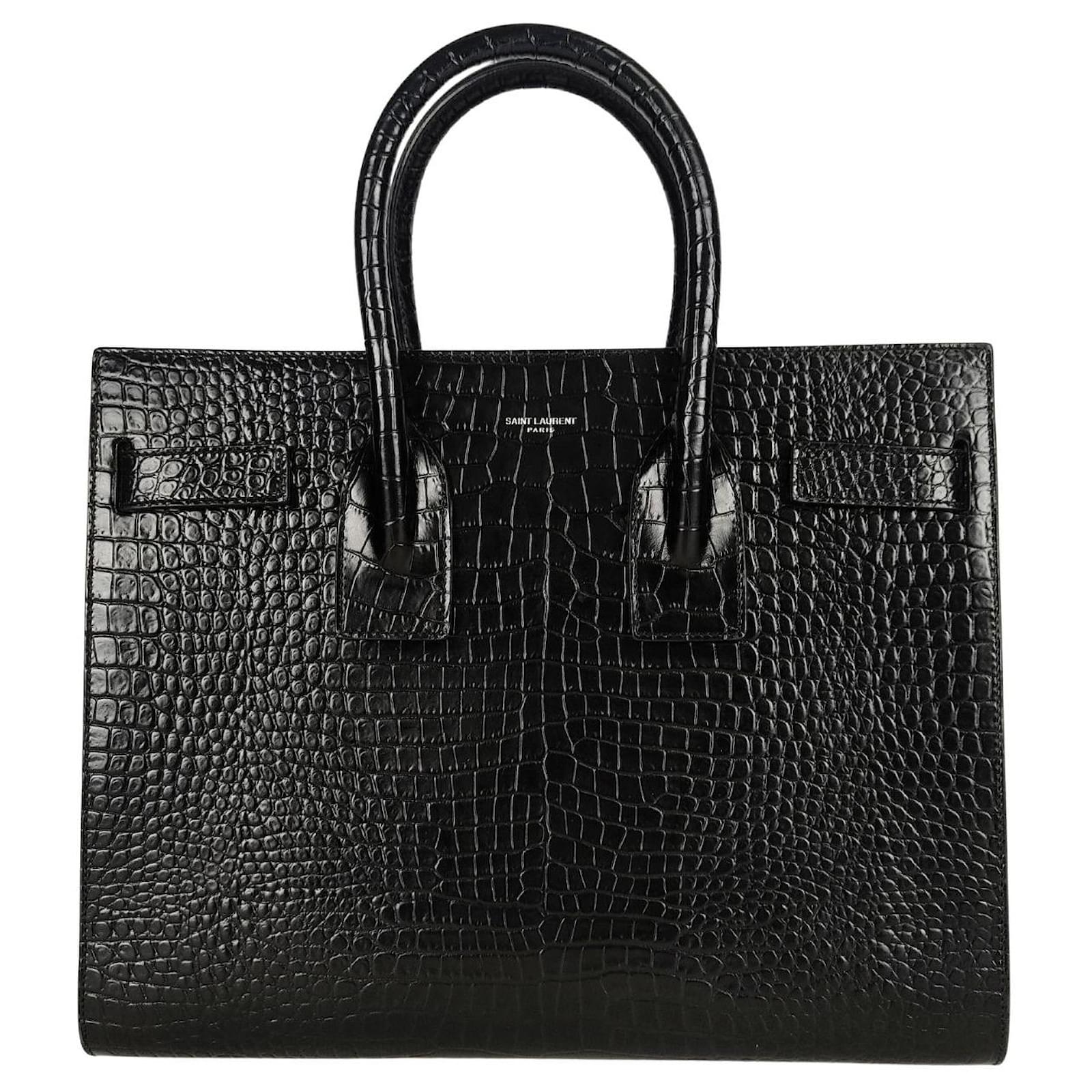 Yves Saint Laurent Saint Laurent crocodile print Sac de Jour handbag in black leather ref.806014 