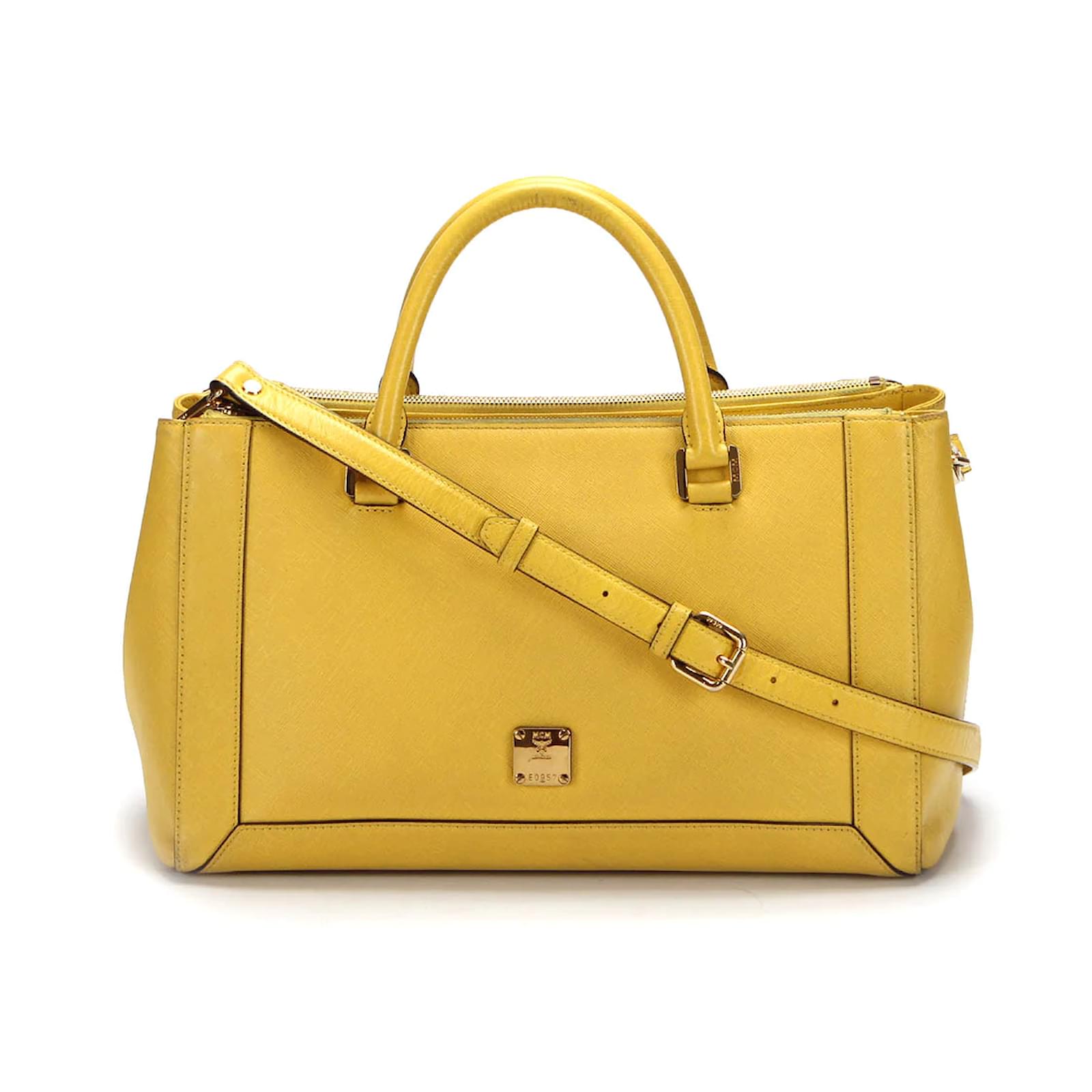 MCM Nuovo Leather Satchel Yellow Pony-style calfskin ref.806088 - Joli ...