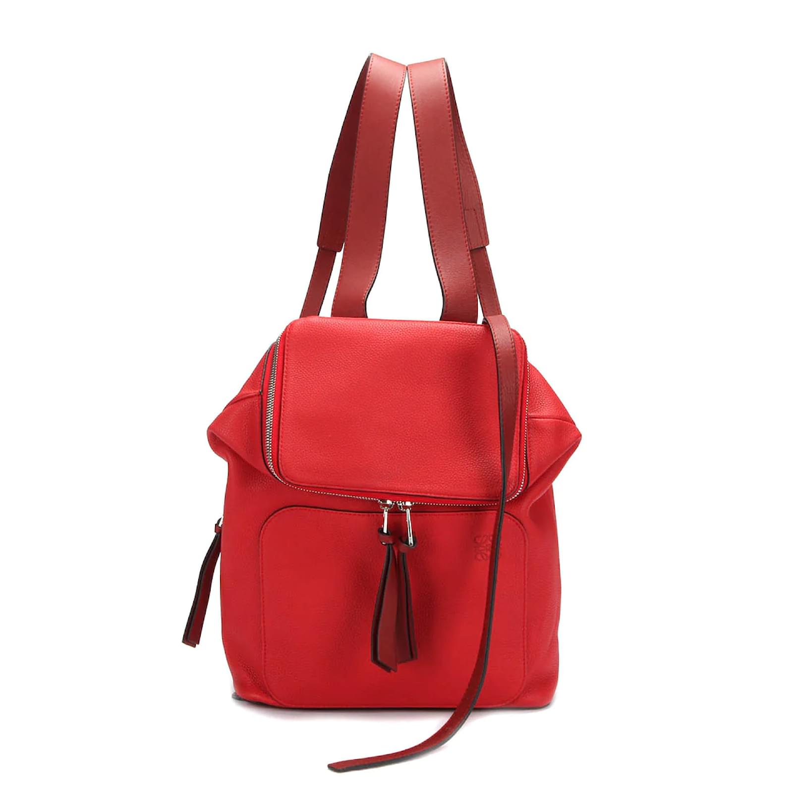 Loewe Leather Goya Backpack Red Pony-style calfskin ref.806148