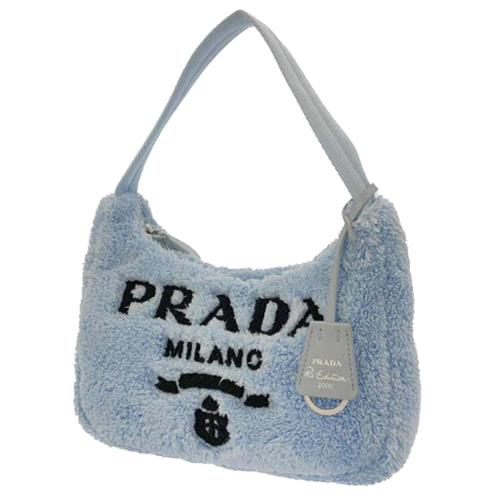 Prada Re-Edition 2000 Logo Terry Cloth Pouch Shoulder Bag