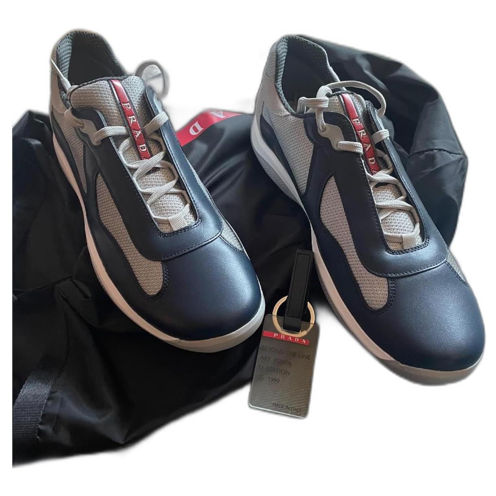 Prada sneakers americas cup new Navy blue Leather  - Joli Closet