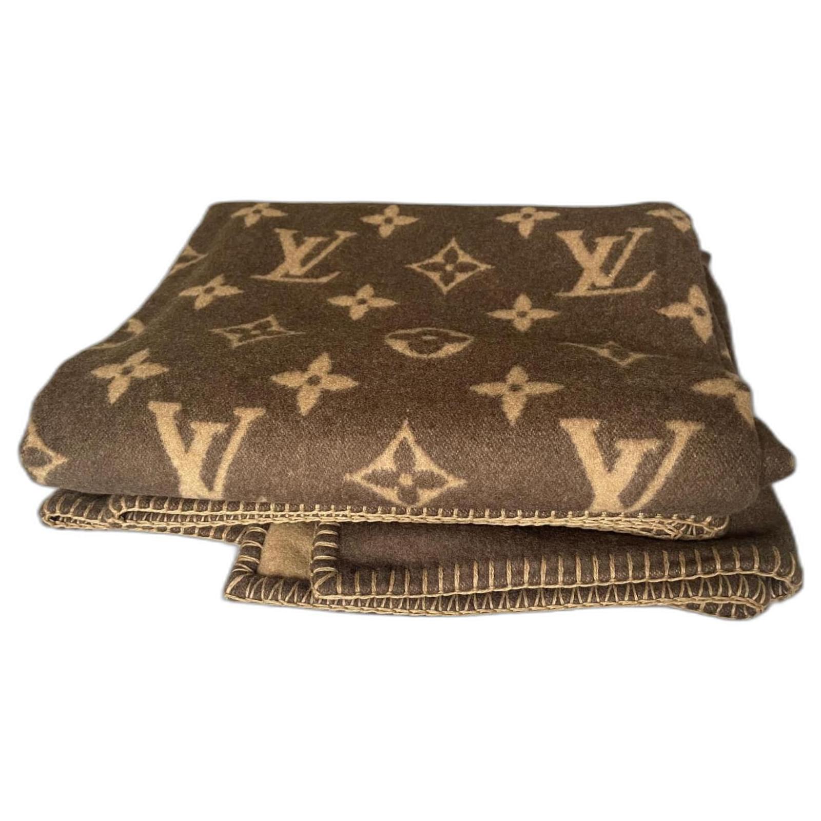 LOUIS VUITTON MP2260 Couverture Small Cat Gram blanket Wool / Cashmere Brown