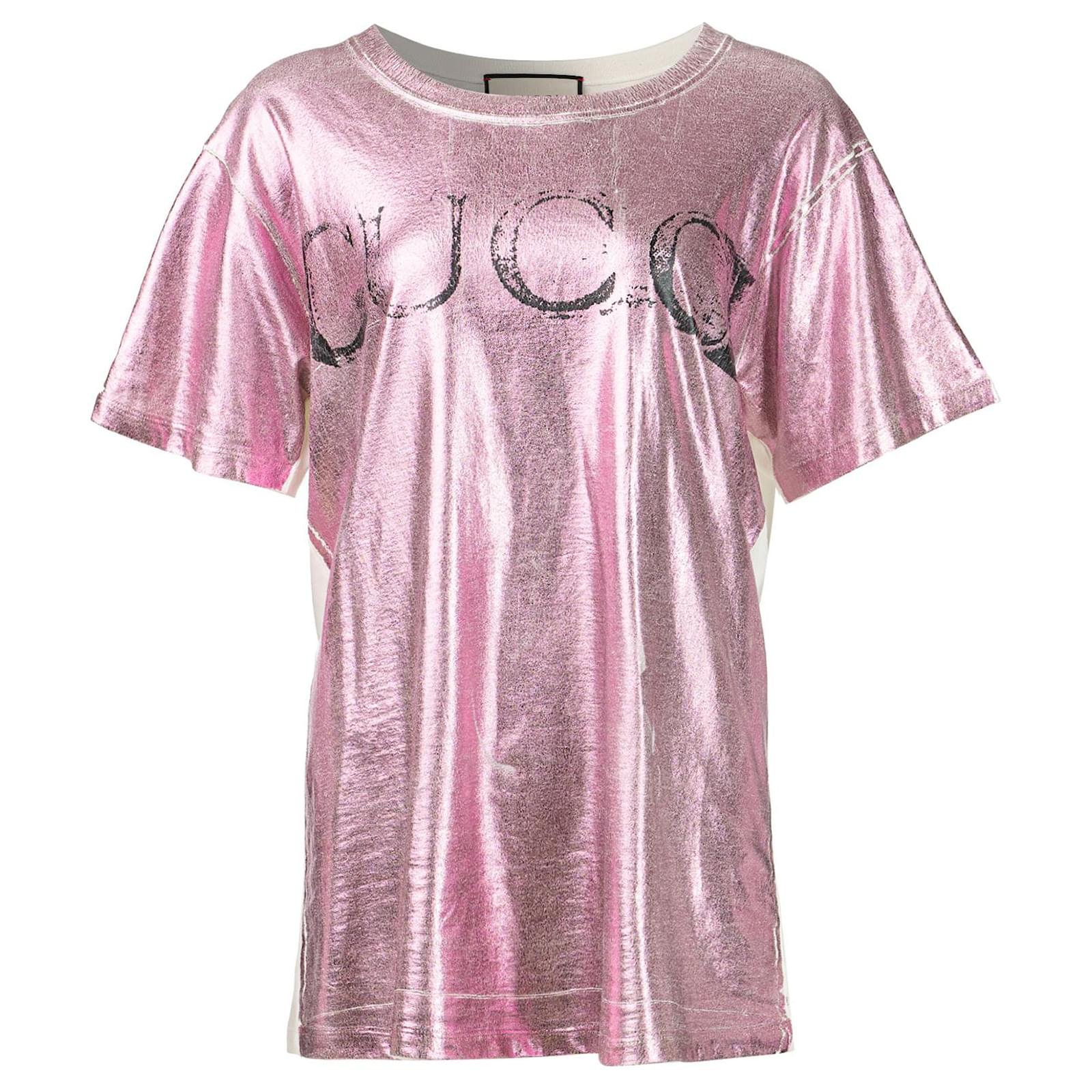Gucci Pink Metallic Foiled Blind For Love Tee Shirt Cotton - Joli Closet