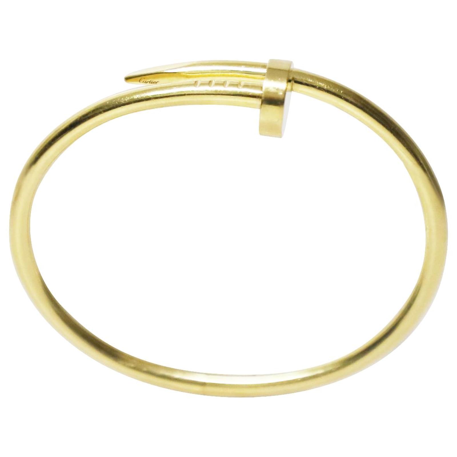 Solid 18K yellow gold nail plain bangle ( Classic Cartier Juste un Clou  Bracelet design ), Women's Fashion, Jewelry & Organisers, Bracelets on  Carousell
