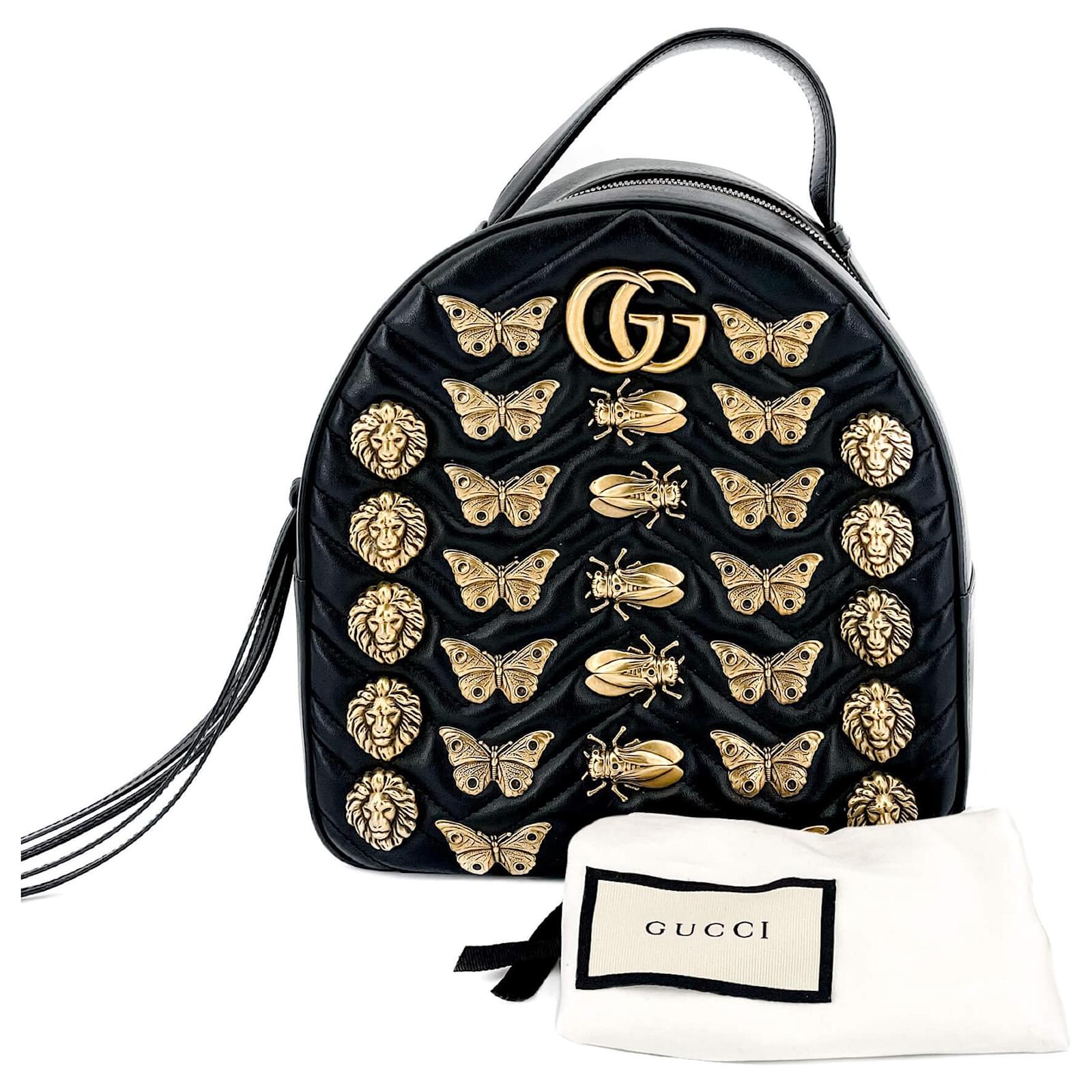 Begrænse konkurrenter build Gucci GG Marmont Animal Studs black leatherBackpack ref.807605 - Joli Closet