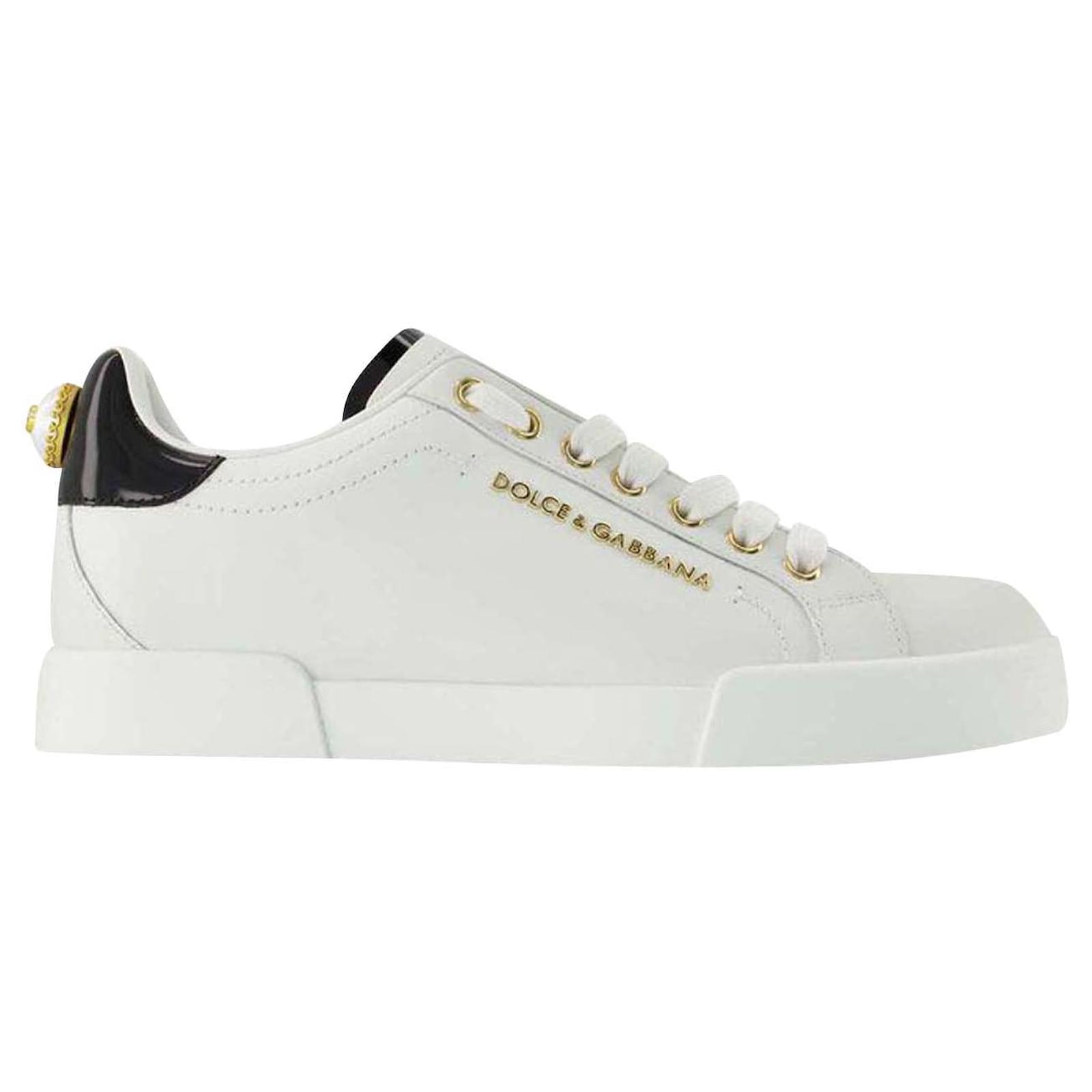 dolce gabbana white gold sneakers