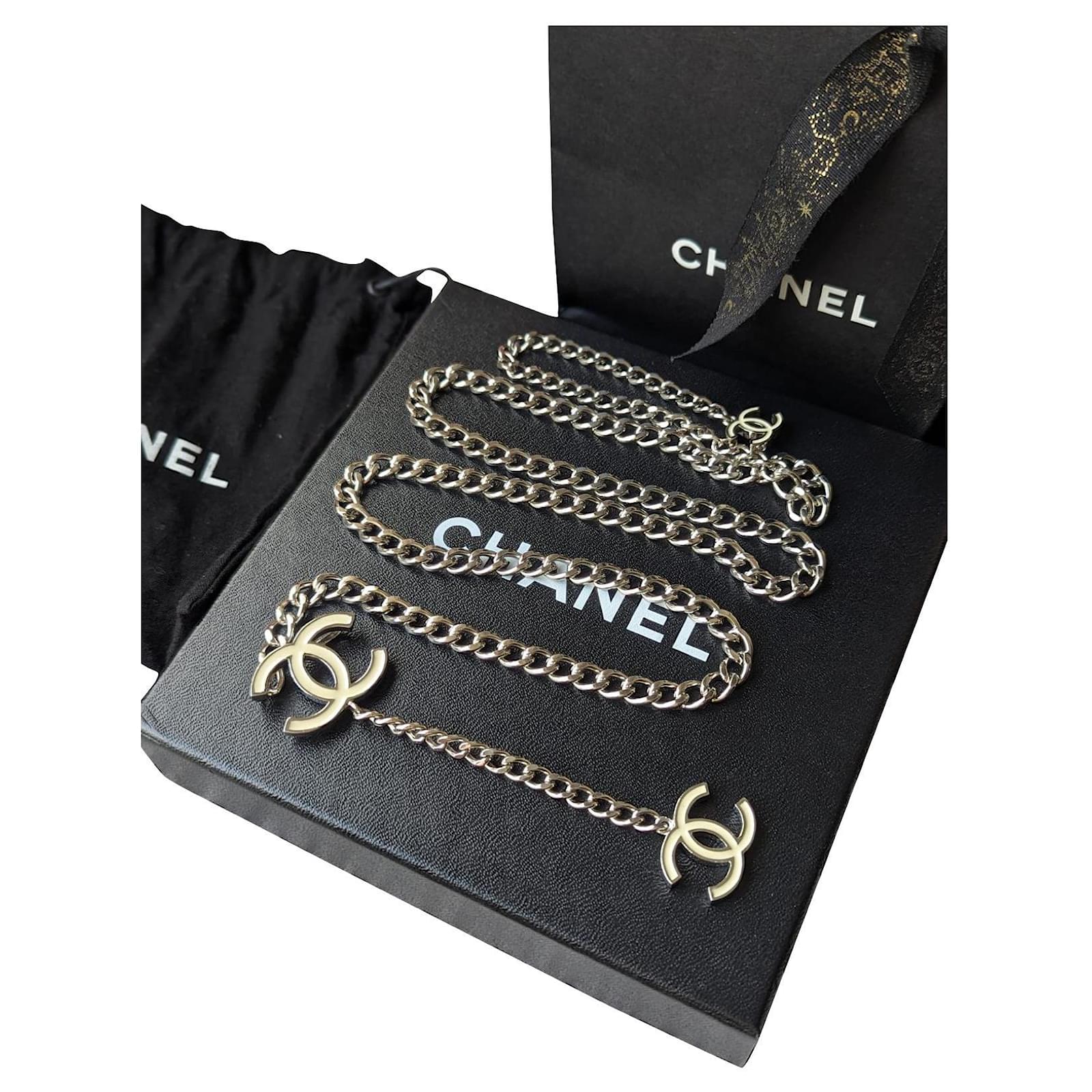 CHANEL Vintage Belt Leather and Gold Link Chain Iconic CC Logo Coco  Medallion Charm C.1980 W/Box