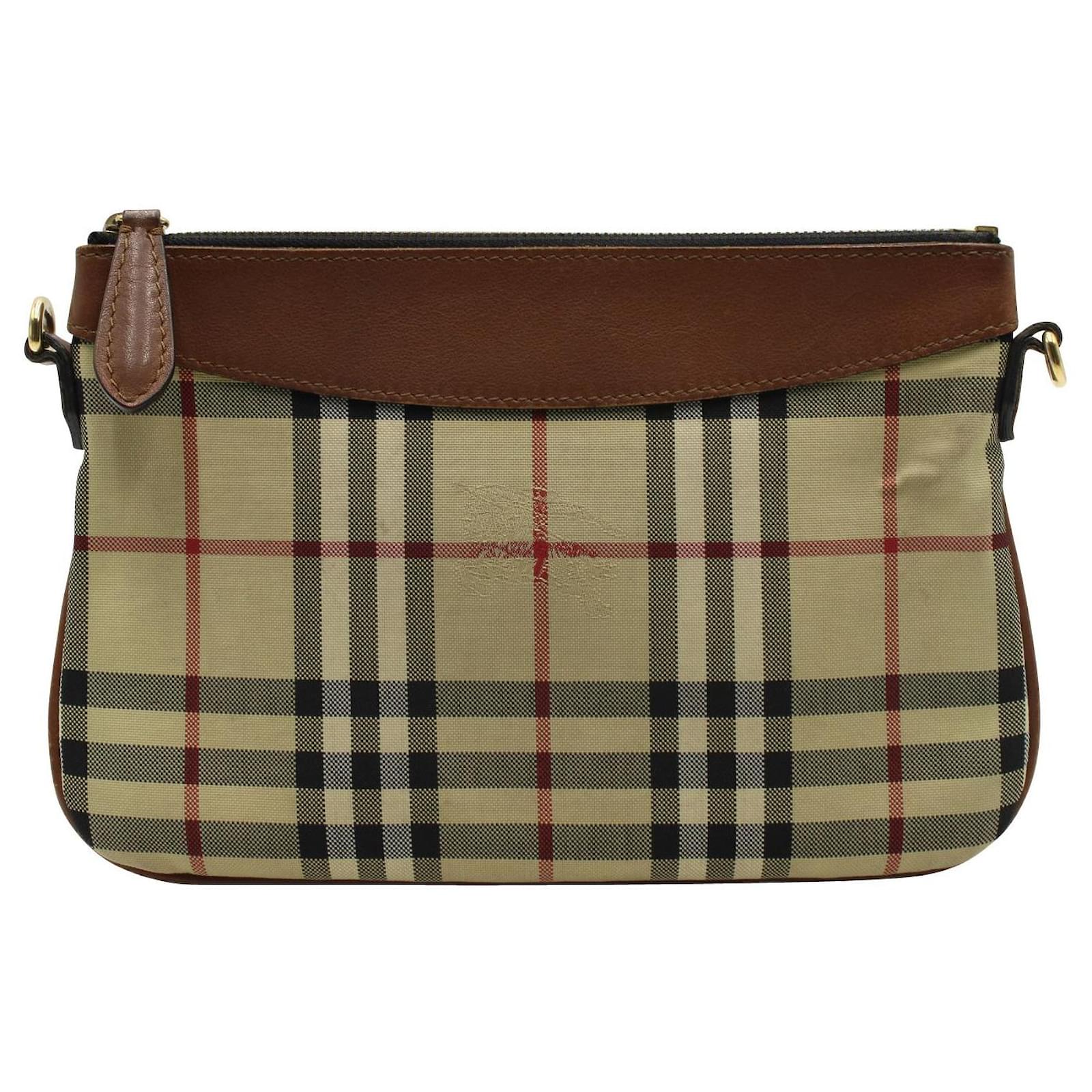 Burberry Chocolate Brown Peyton Crossbody in Horseferry Check  -  Joli Closet