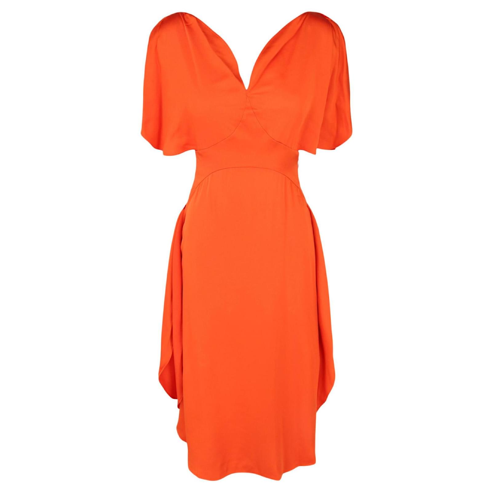 open lace back dress Stella McCartney // Orange Asymmetric Cutout Dress  VSP Consignment