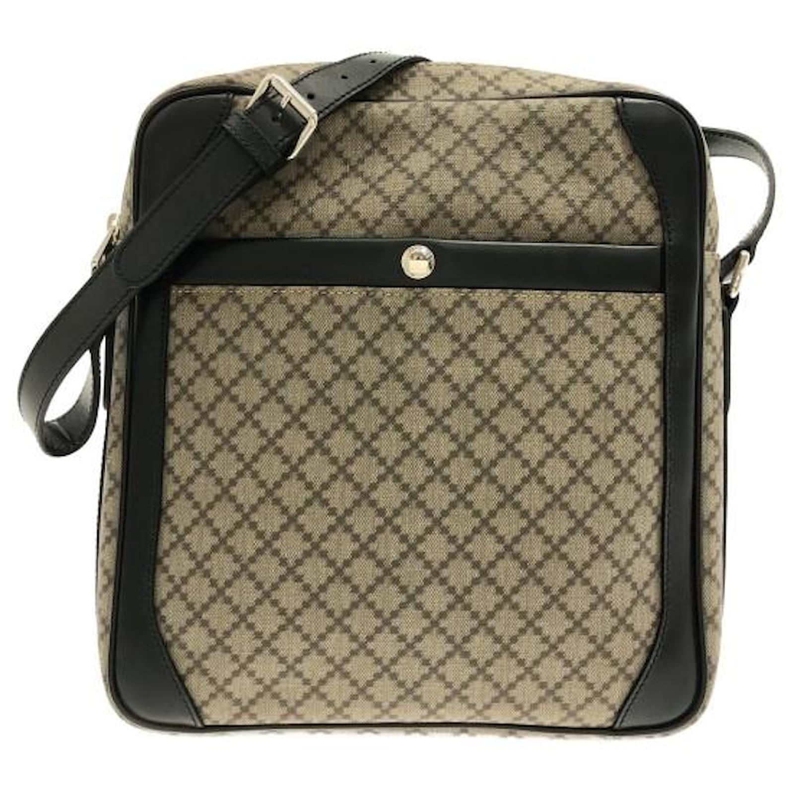 Gucci Diamante Black Beige Dark brown Leather Plastic ref.811062 - Joli ...