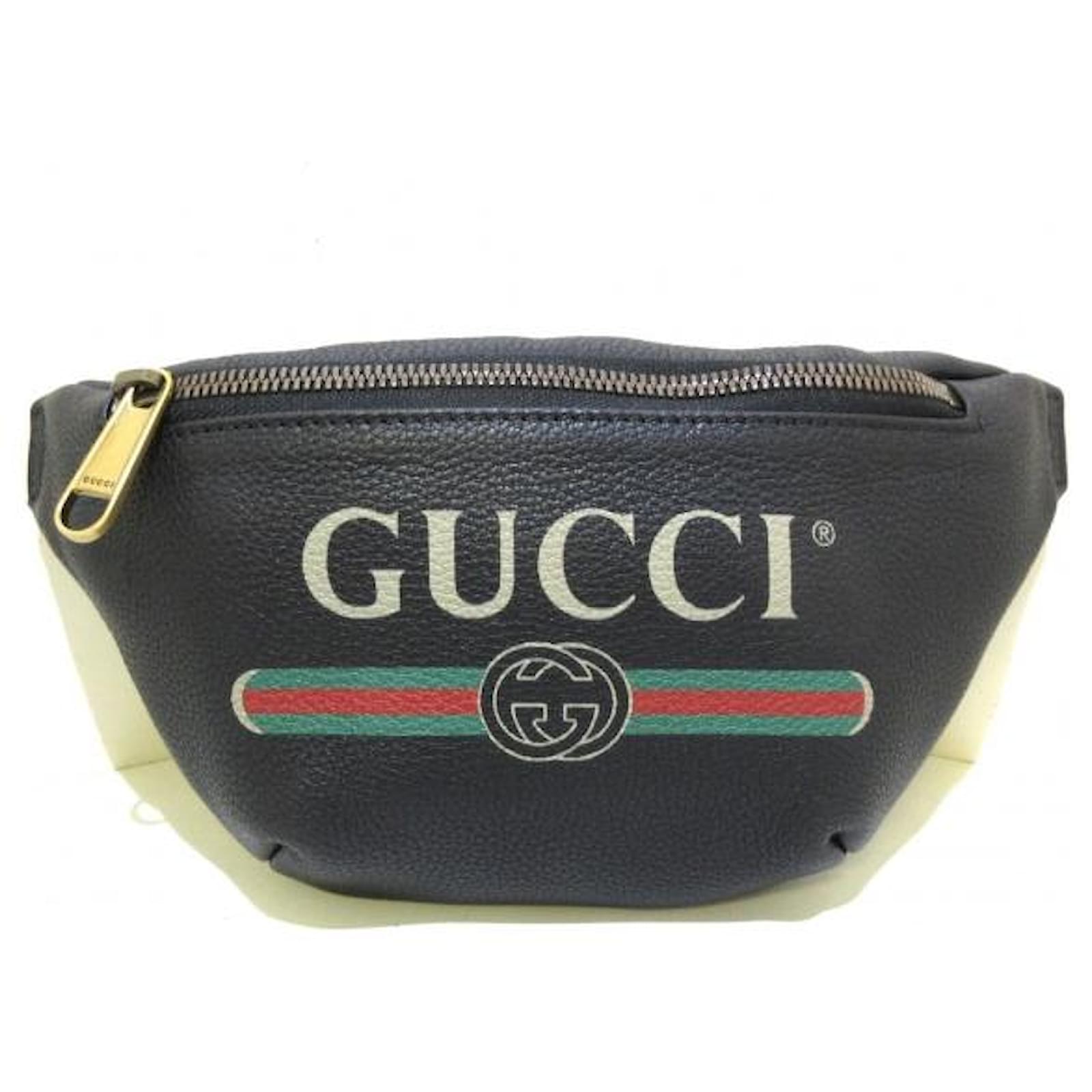 Gucci Bolsa de cintura pequena estampada Preto Multicor Cinza Couro  ref.814122 - Joli Closet