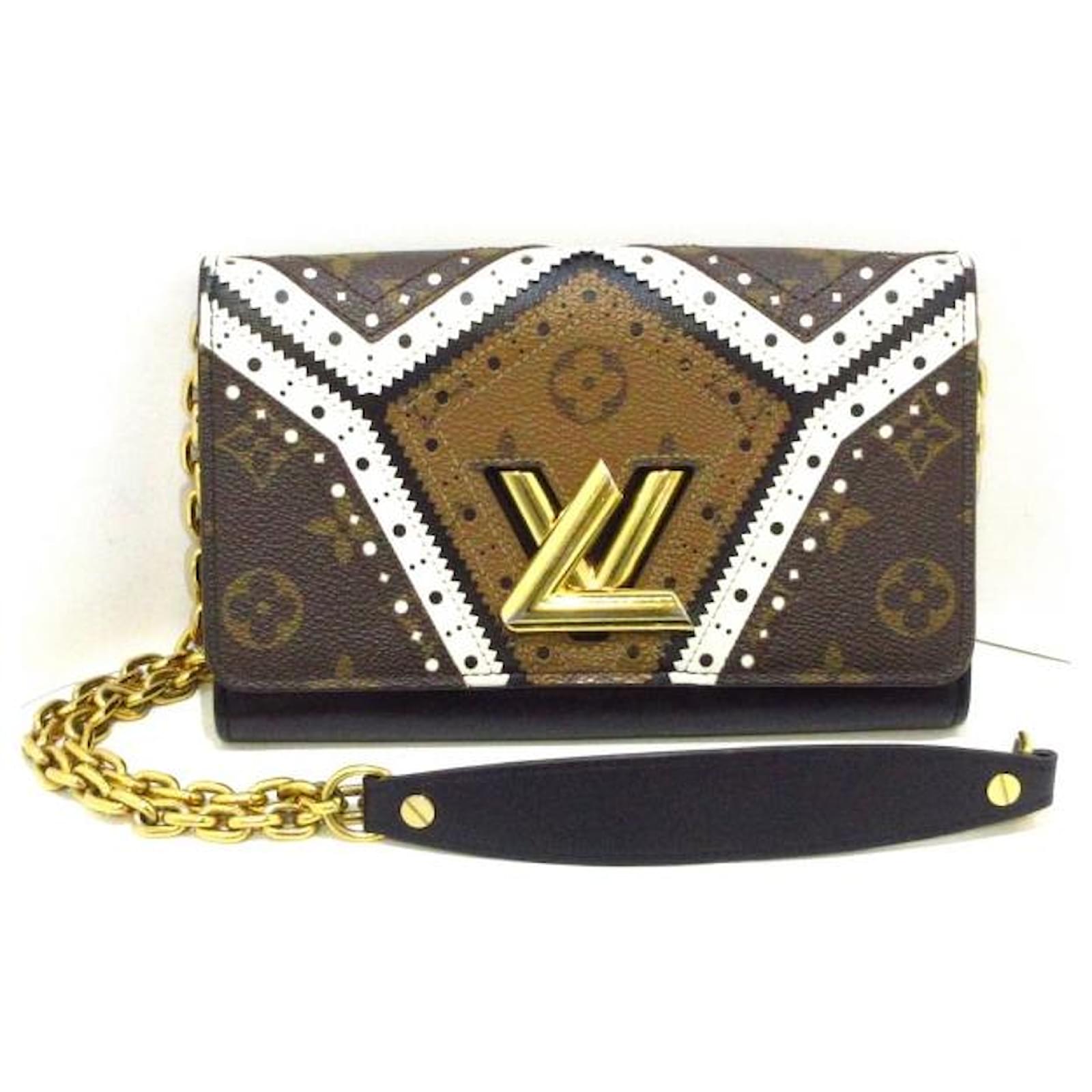 Louis Vuitton Leather and Reverse Monogram Twist Wallet on Chain