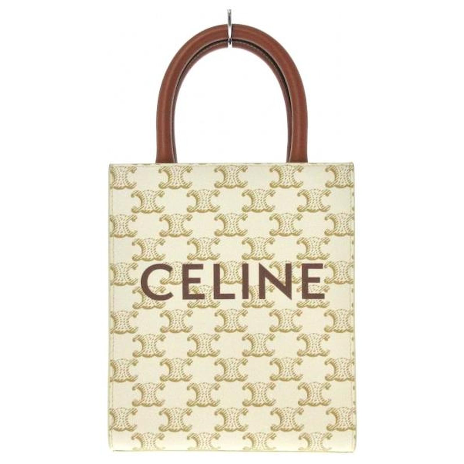 Celine Cabas Small Cabas Vertical in Triomphe Canvas, Brown