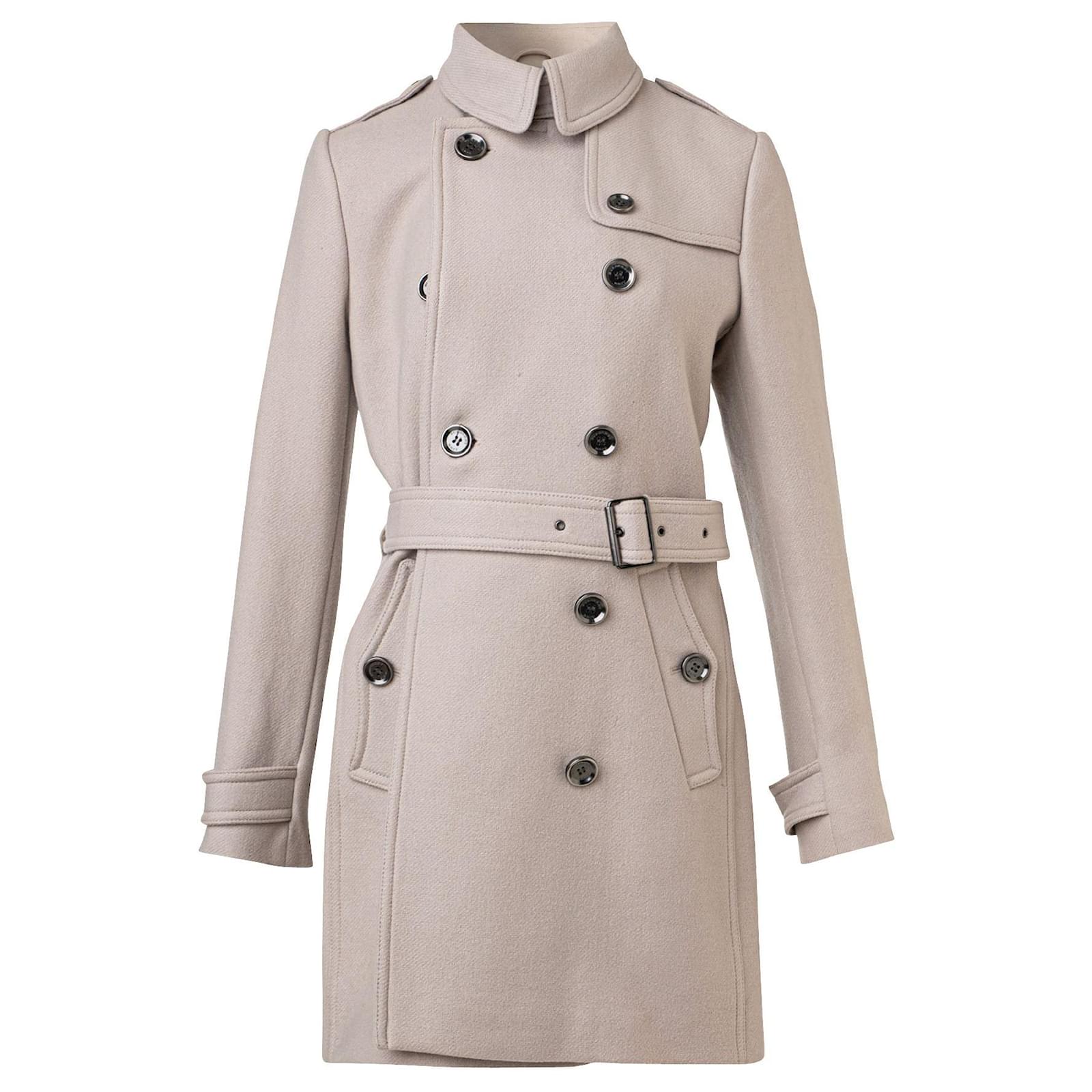 Burberry Gabardine Trench Coat Grey Wool ref.815782 - Joli Closet