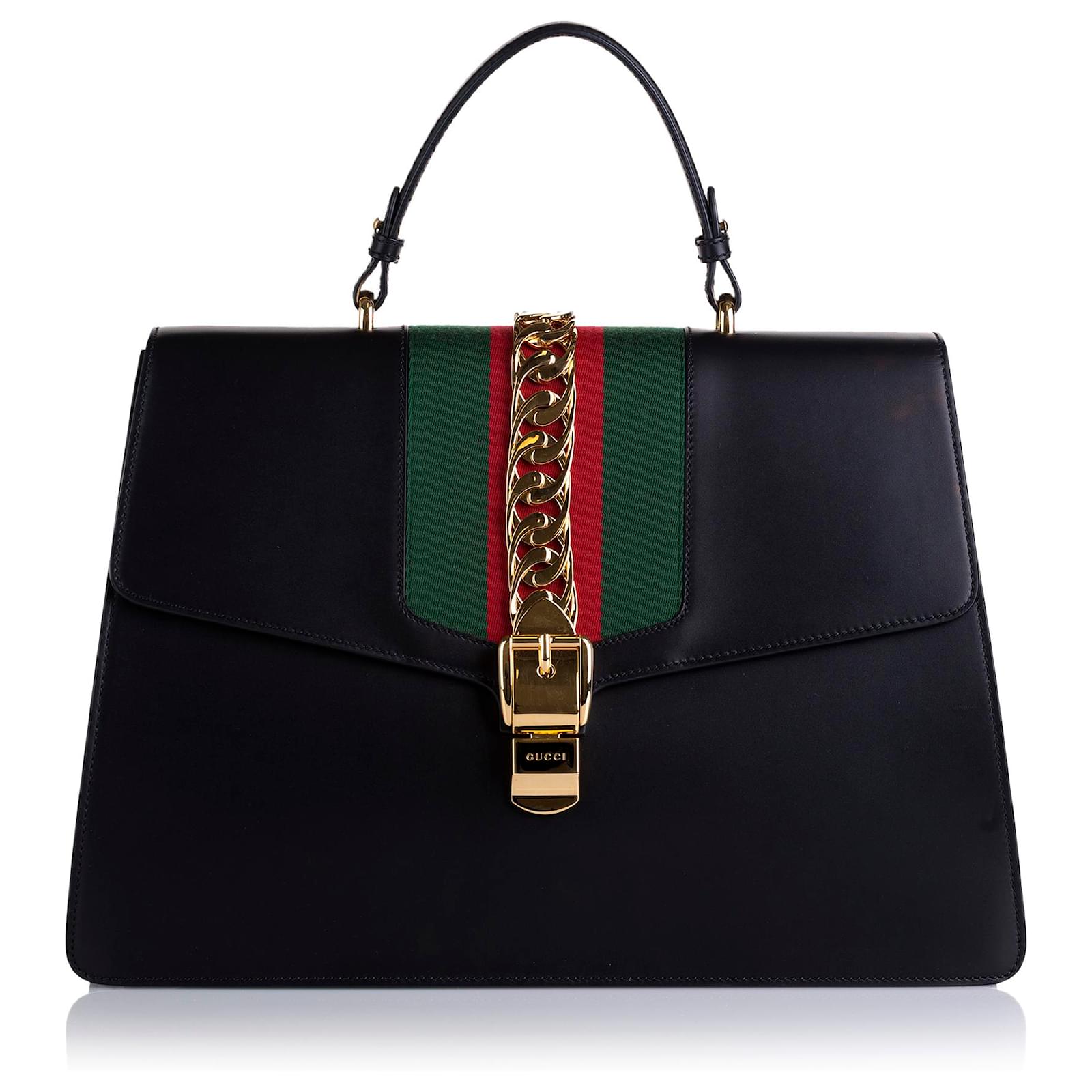 Gucci Black Sylvie Web Satchel Leather Pony-style calfskin ref.816882 ...