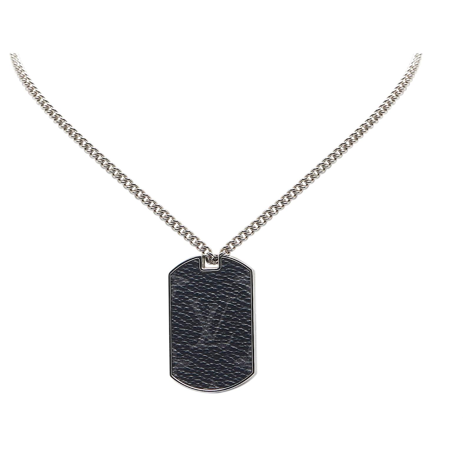 Louis Vuitton Monogram Eclipse Plate Necklace, Black