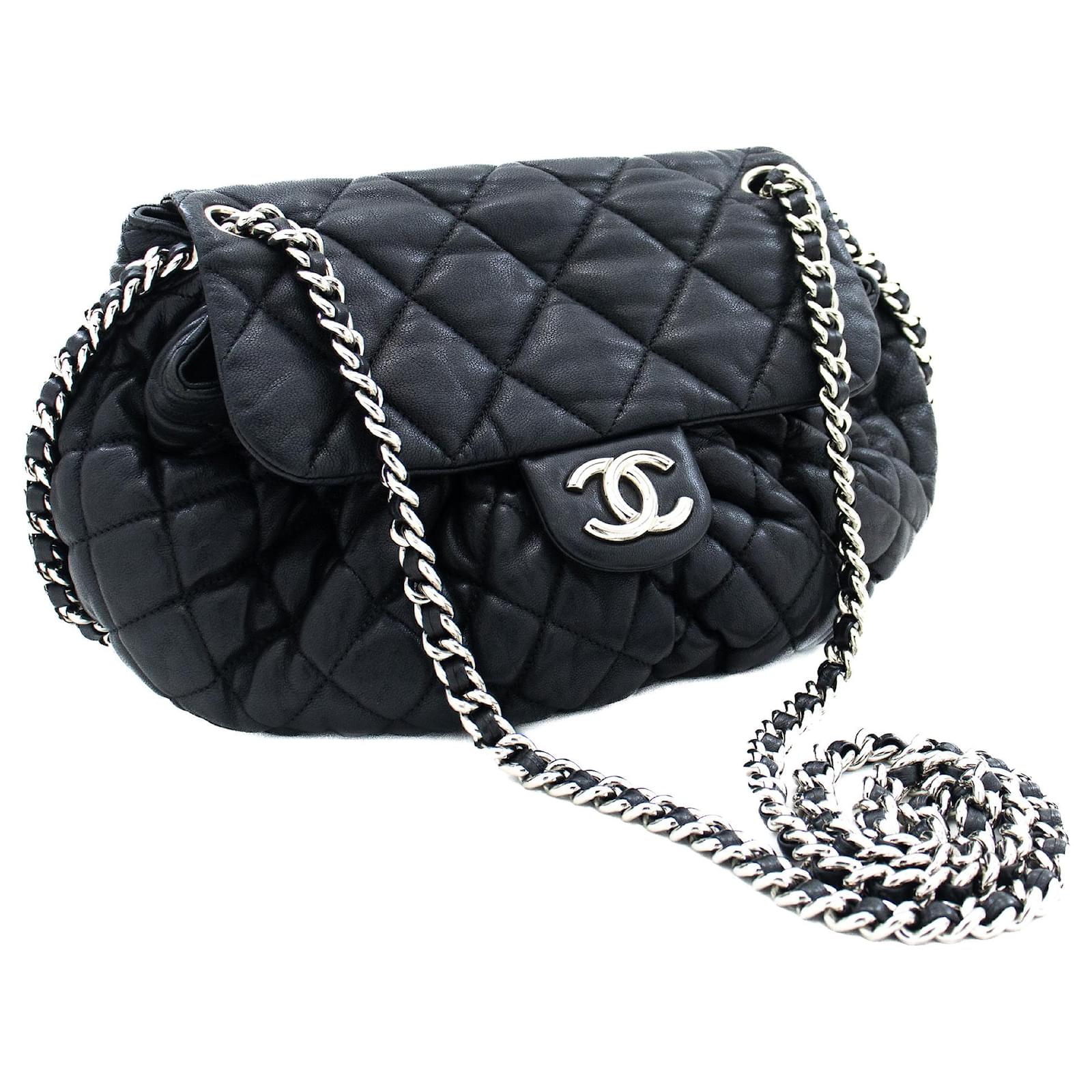 Handbags Chanel Chanel Chain Around Shoulder Bag Crossbody Black Calfskin Leather