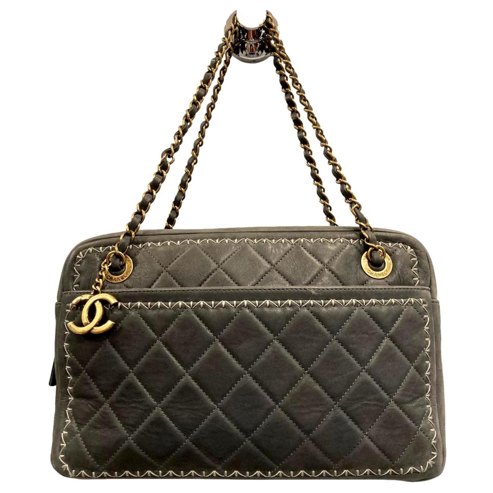 Chanel Camera bag Dark grey Leather ref.817411 Joli Closet