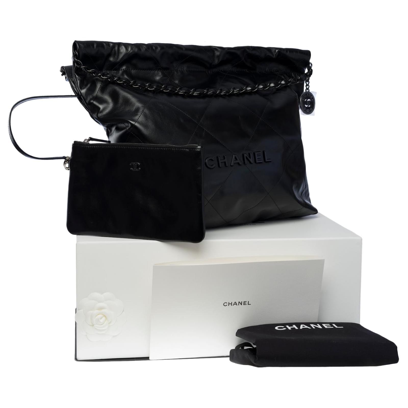 Chanel Grand Shopping shopping bag in black quilted leather, blackened metal trim, ref.817417