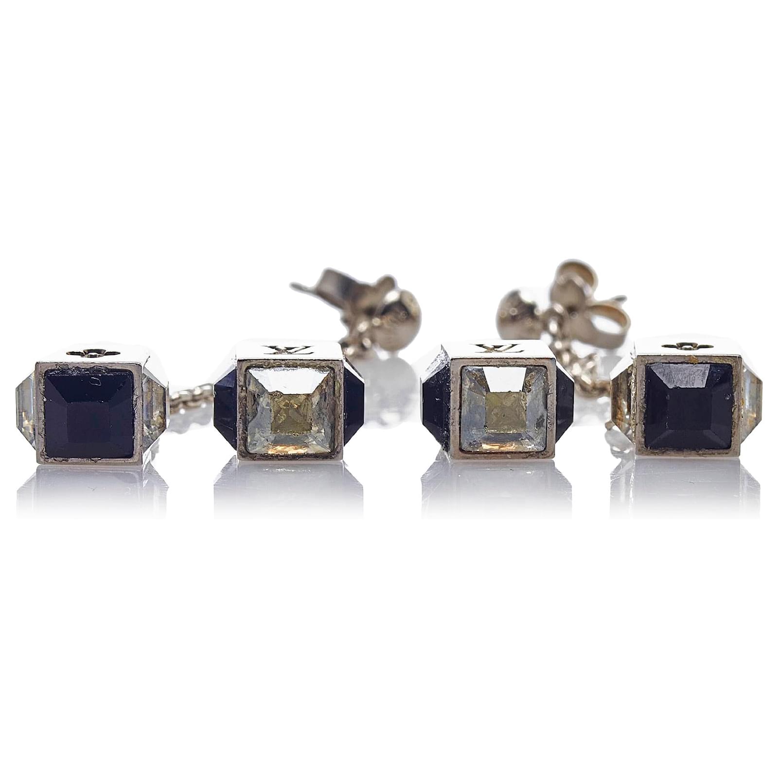 Louis Vuitton Crystal Gamble Drop Earrings - Silver, Silver-Tone Metal  Drop, Earrings - LOU288406