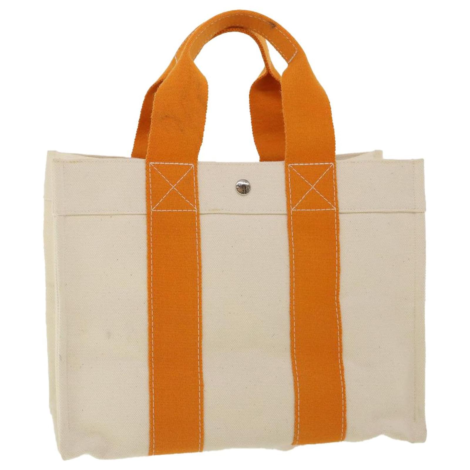 Hermès HERMES Bora Bora PM Tote Bag Canvas Orange Auth 36765 Cloth