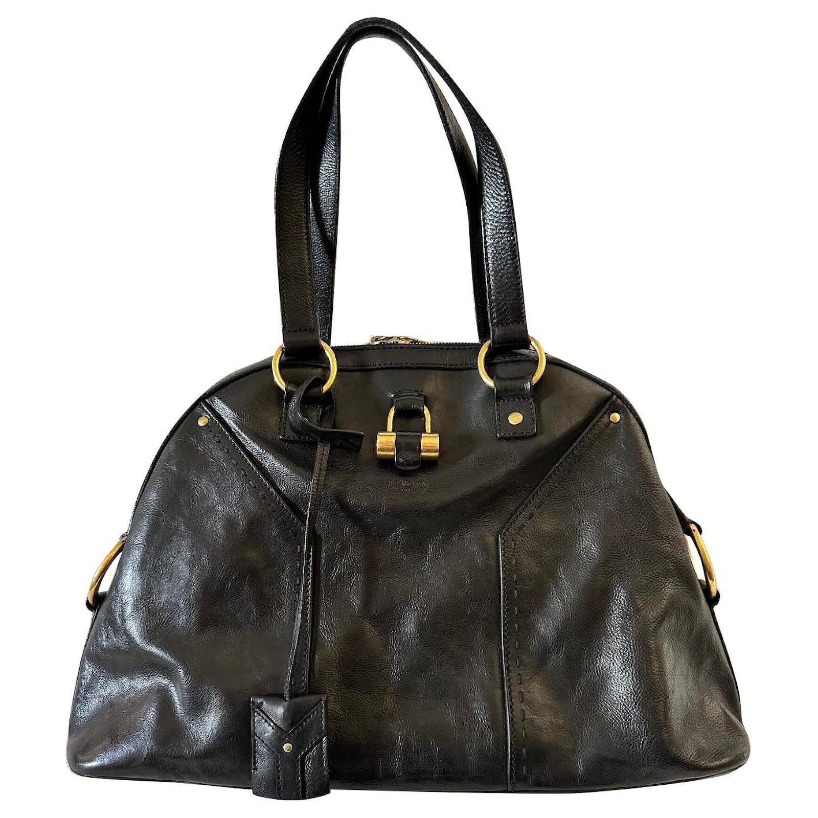 Yves Saint Laurent Black Leather and Suede Large Muse Two Top Handle Bag  Yves Saint Laurent