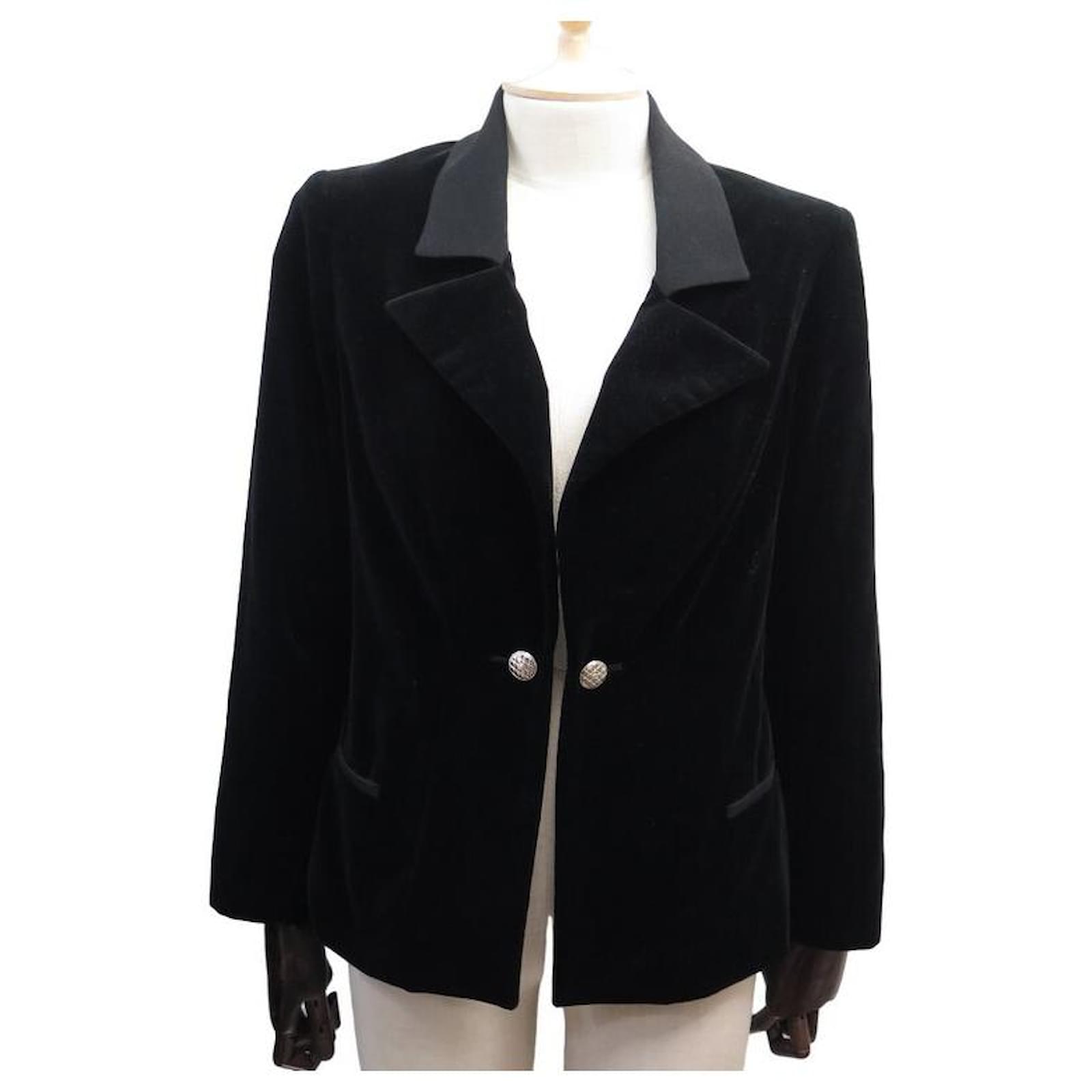 CHANEL TUXEDO JACKET IN BLACK VELVET 40 M BLACK VELVET TUXEDO JACKET ...