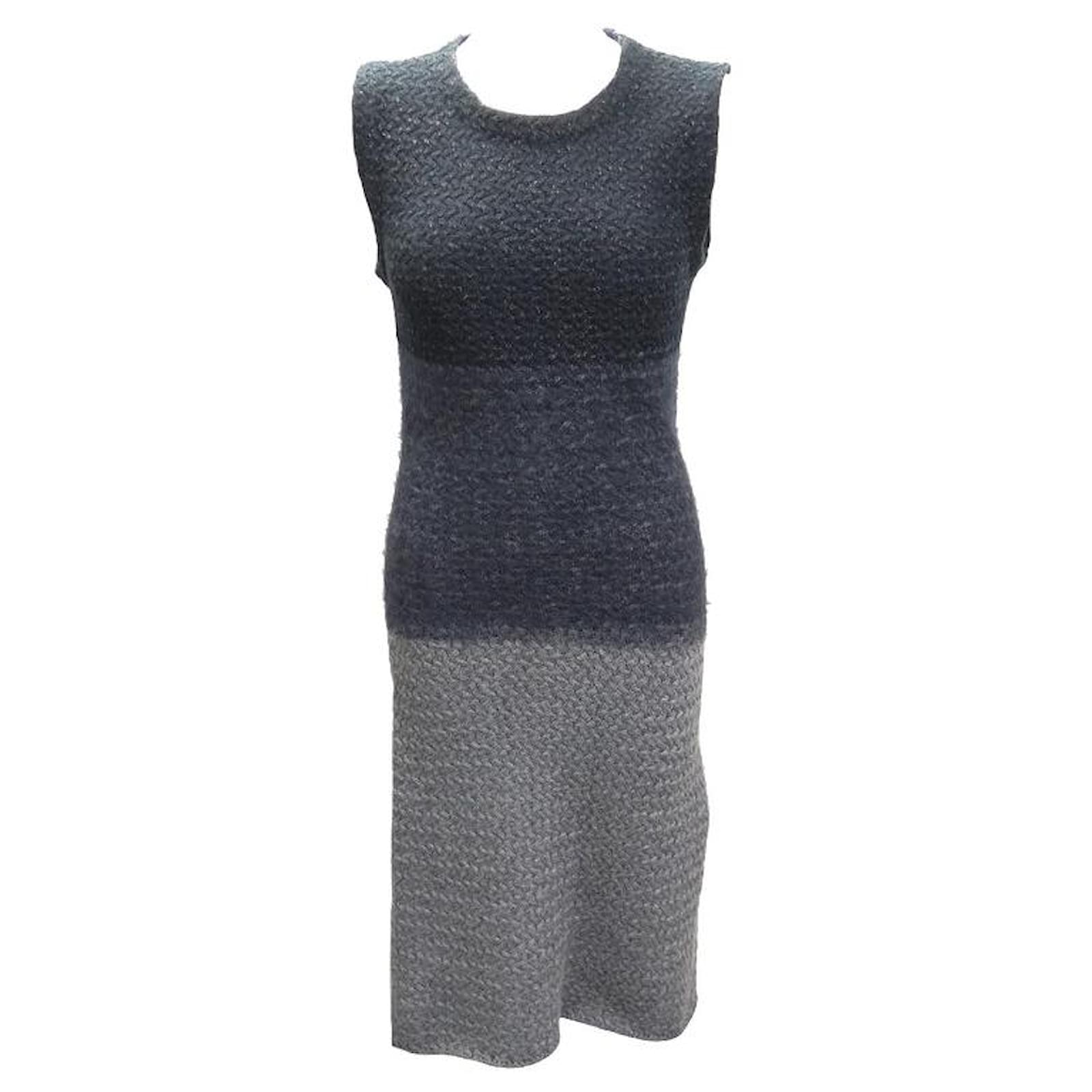 NEW CHRISTIAN DIOR DRESS 2H24615I HAVE563 36 S IN GRAY TRICOLOR