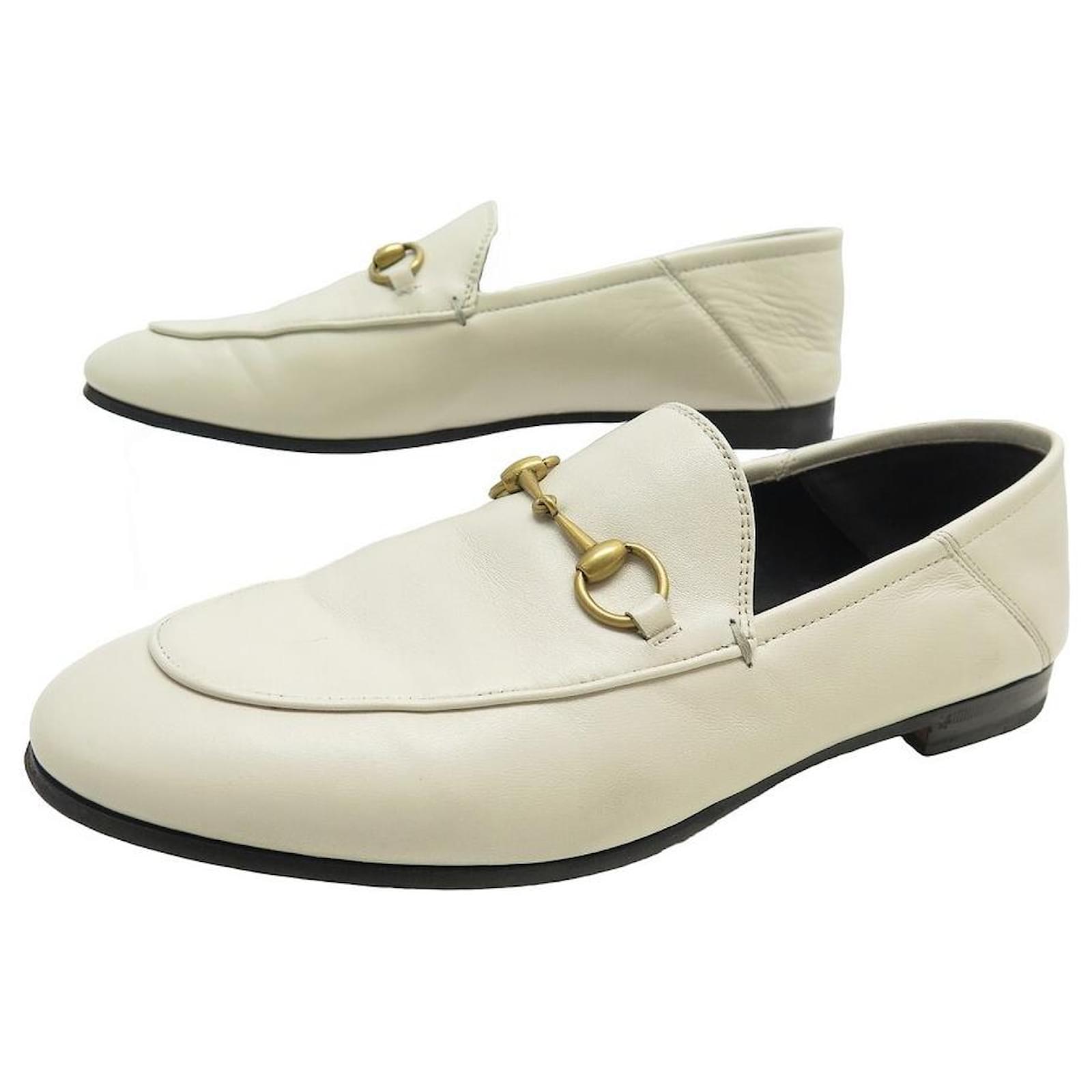 GUCCI SHOES WITH BIT cream leather 39 IT 40 FR LOAFERS ref.821039 - Joli Closet