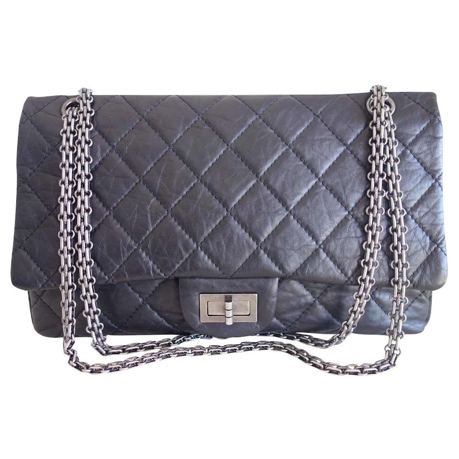 Chanel Metallic Silver Maxi 2.55 Reissue Flap Bag 228 size