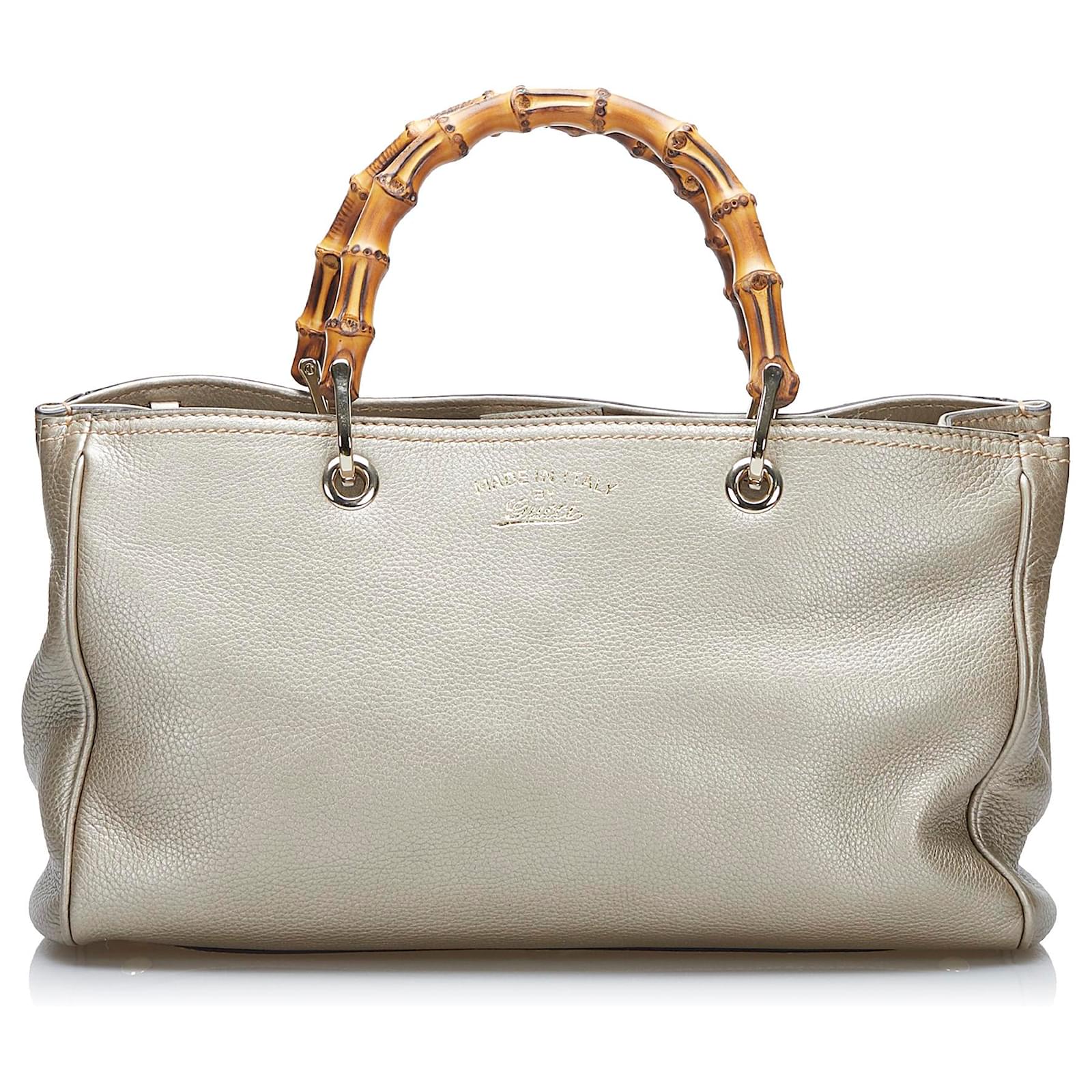 Gucci Gold Bamboo Shopper Mini Golden Leather Pony-style calfskin  ref.654591 - Joli Closet