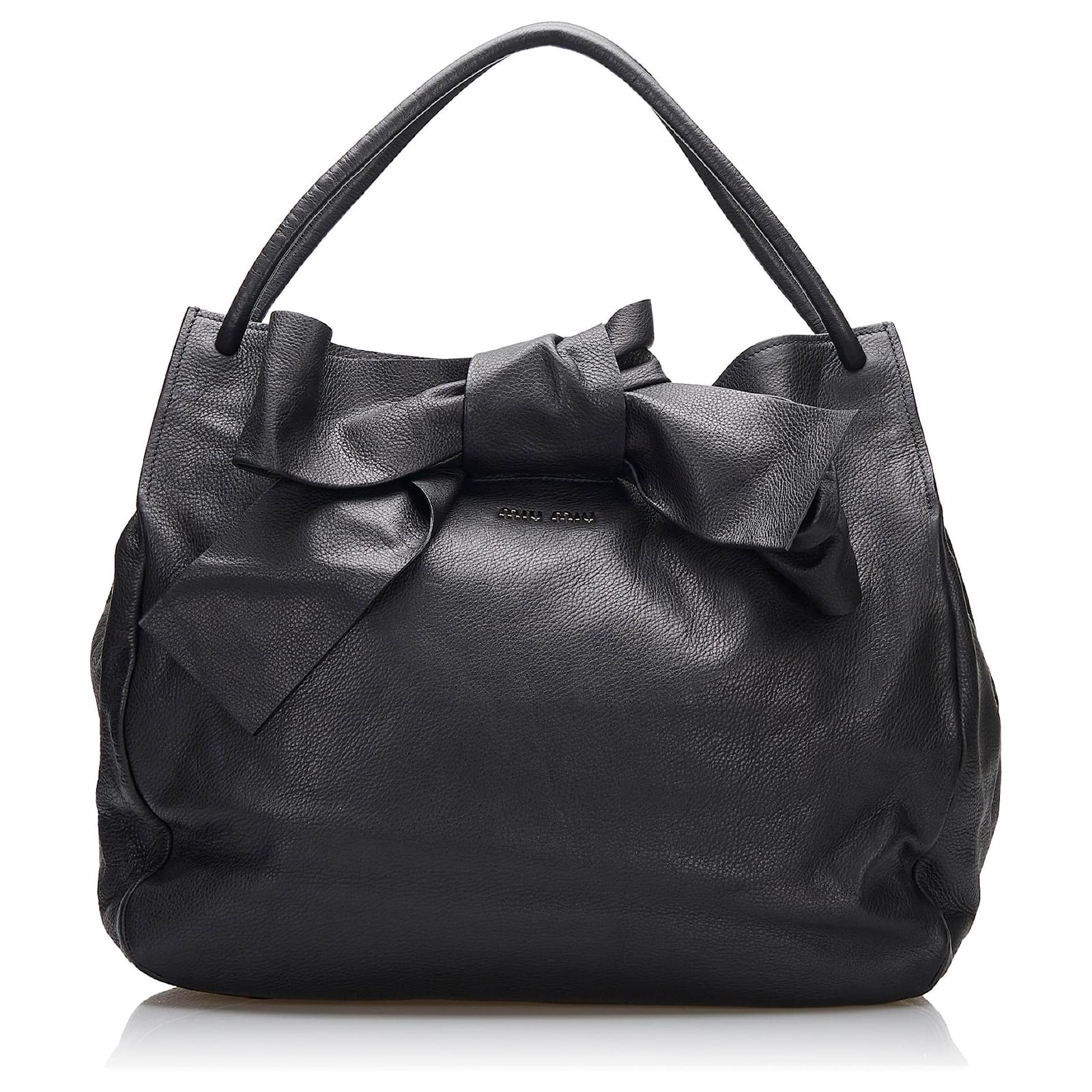 バッグ MIU MIU Leather Ribbon Tote Bag Miumiu Miu Vintage Archive Handbag Tote Canvas Leather