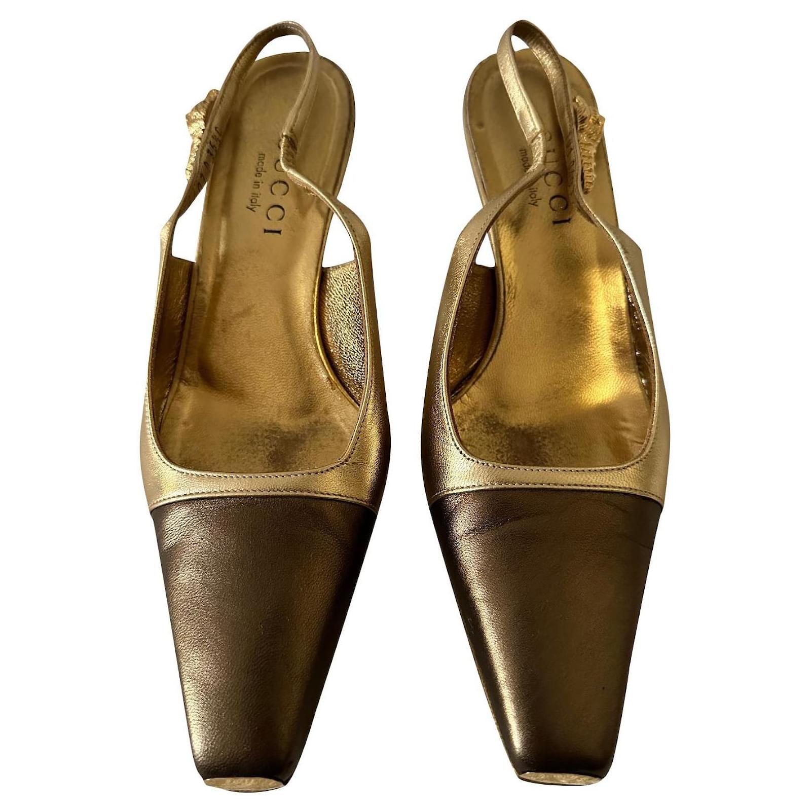 Gucci Vintage golden leather slingback sandals ref.823070 Joli Closet