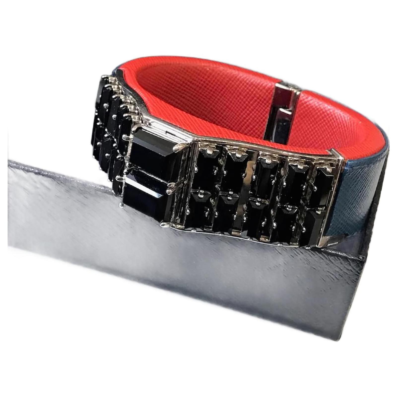 black prada bracelets t leather