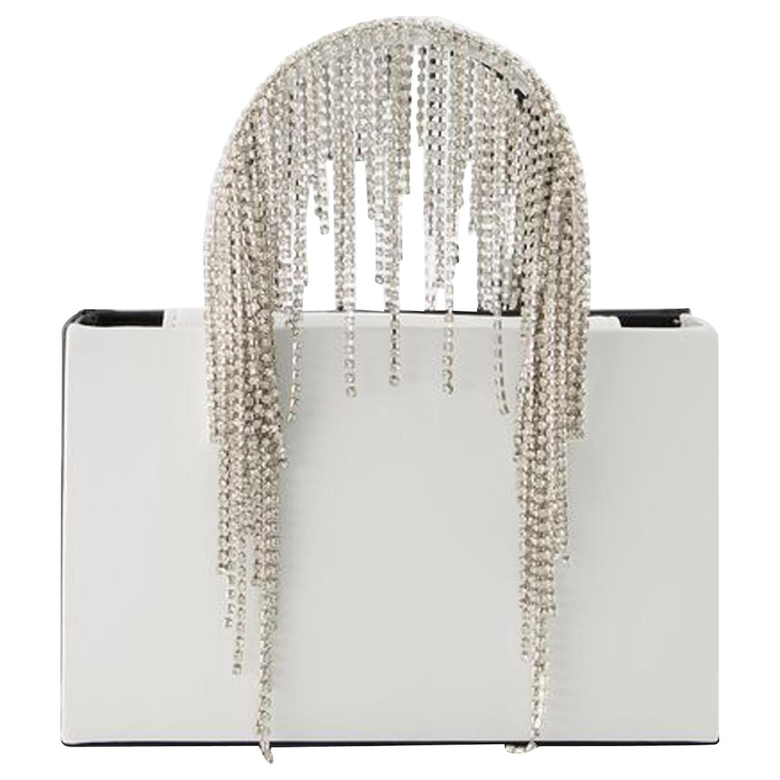 Donna Karan Midi Crystal Fringe Tote Bag Kara Black/White