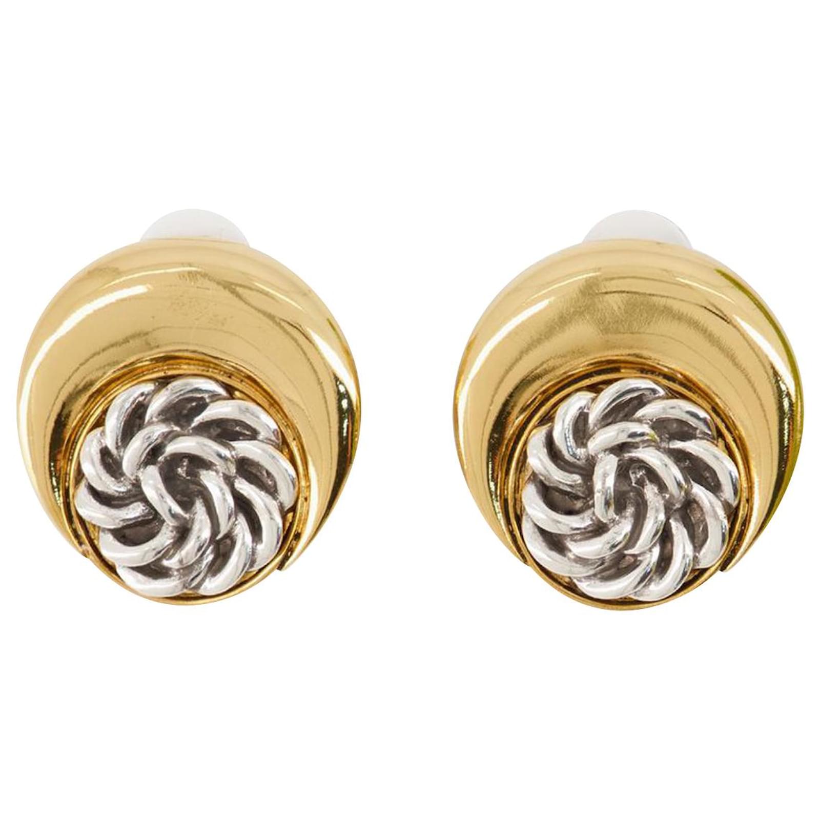 Regenerated Buttons Moon Earring - Marine Serre - Gold - Étain Golden ...